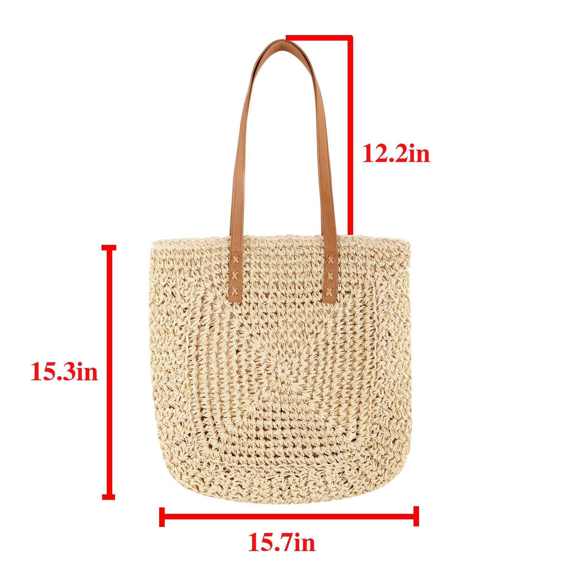 Ayliss Women's Straw Woven Tote Shoulder Bag - Handmade Beach Bag for Summer, Vacation & Travel - Perfect for Casual Outings, Shopping & Beach Getaways