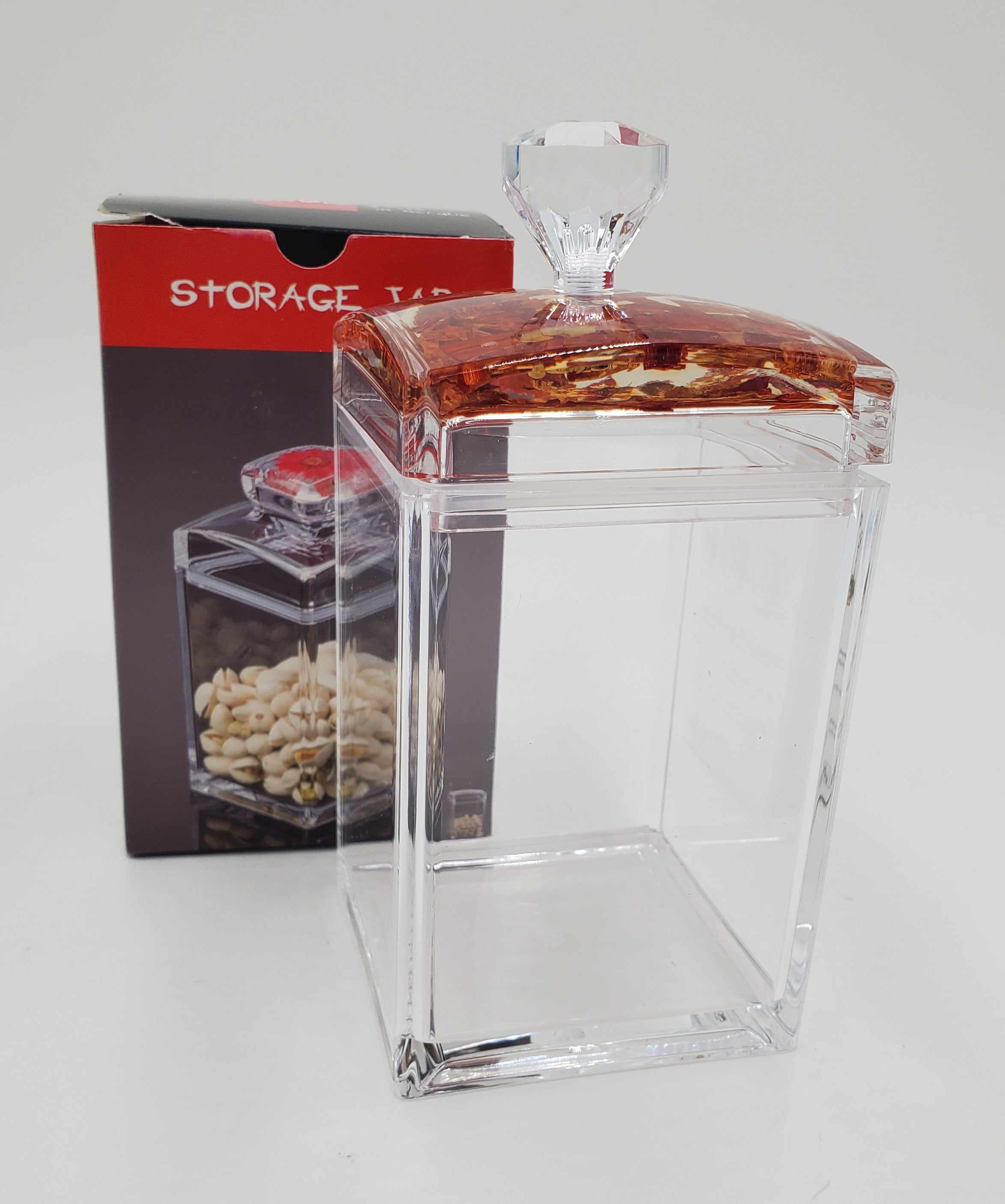 3.25x6.5 Inch Clear Acrylic Jar with Spoon - Airtight Food Storage Container for Spices, Candy, Tea, Coffee & Kitchen Organization