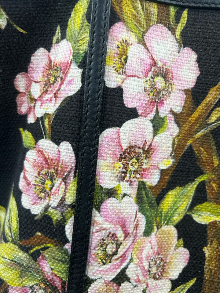 Dolce & Gabbana Floral Print Canvas & Leather Tote Bag - Women's Designer Handbag for Work, Travel & Everyday Use