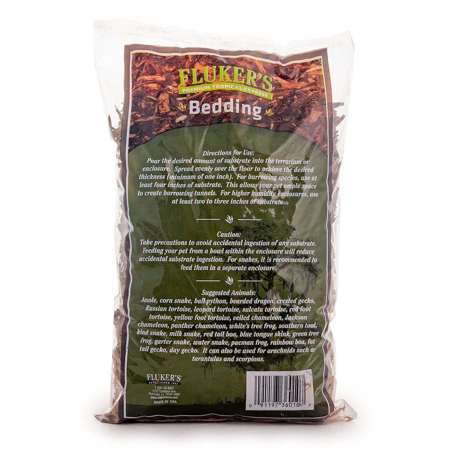 Fluker's Premium Tropical Cypress Bedding for Reptiles - 5 QT Natural Substrate for Terrariums & Vivariums | Ideal for Snakes, Lizards & Geckos | Moisture-Retaining & Odor-Control Reptile Habitat Accessory
