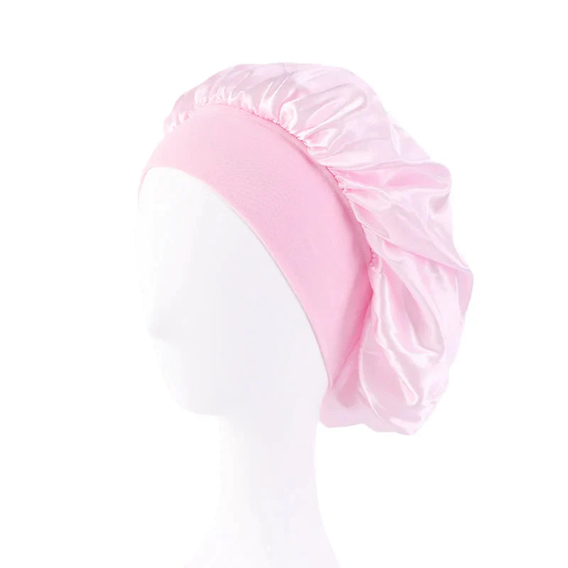 Silk Satin Sleep Cap for Women - Soft & Comfortable Night Hair Protection - Perfect for Curly Hair, Natural Hair & Bedtime Hair Care (Black) | Great for Travel, Spa & Beauty Routine