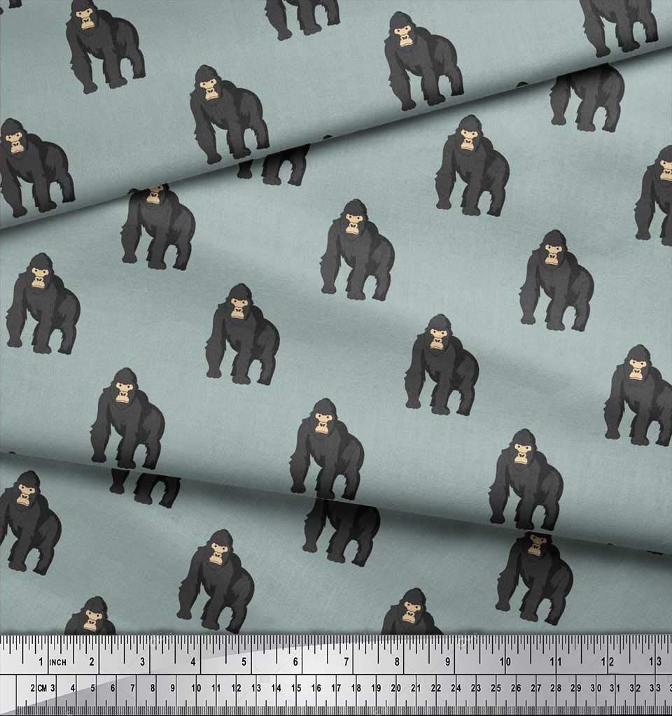 Soimoi Moss Georgette Brown Fabric by The Yard - 42 Inch Wide Gorilla Animal Print Textile for DIY Crafts, Upholstery & Home Decor - Unique Printed Fabric for Sewing Projects & Fashion Design