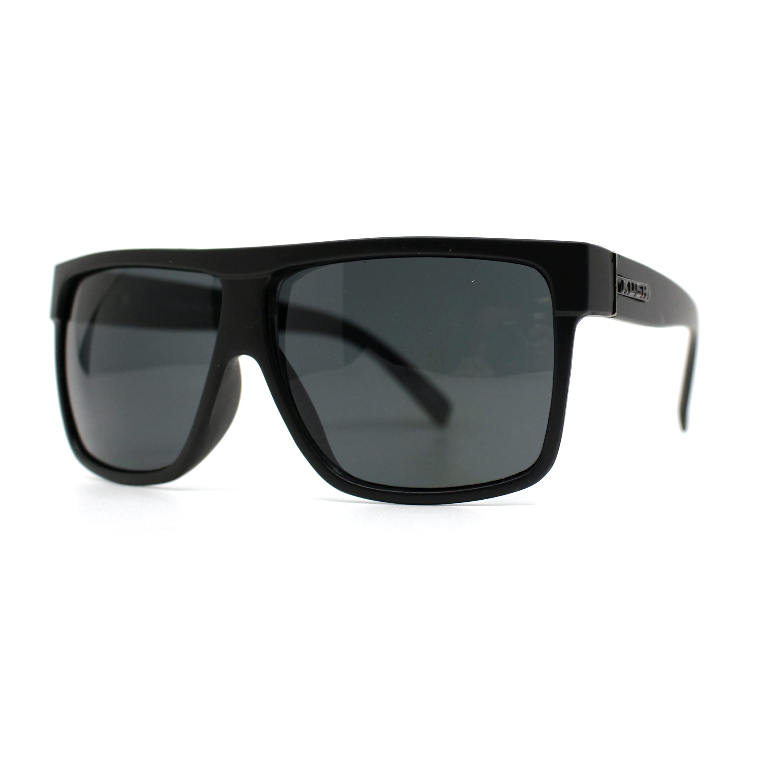 Kush Pot Logo Large Square Flat Top Mobster Sunglasses - All Black Gangster Style for Men & Women - Perfect for Hip-Hop, Streetwear, and Urban Fashion