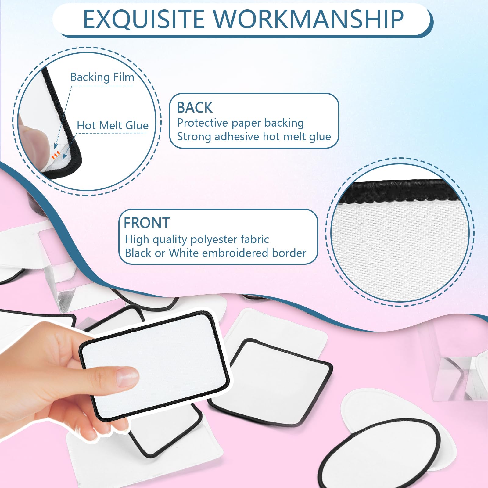 20 PCs Sublimation Patches - Large Iron-on DIY Blanks with Black & White Border - Premium Fabric Patches for Hats, Backpacks, T-Shirts & Crafts (Oval) - Perfect for Customizing Apparel, Accessories & Gifts