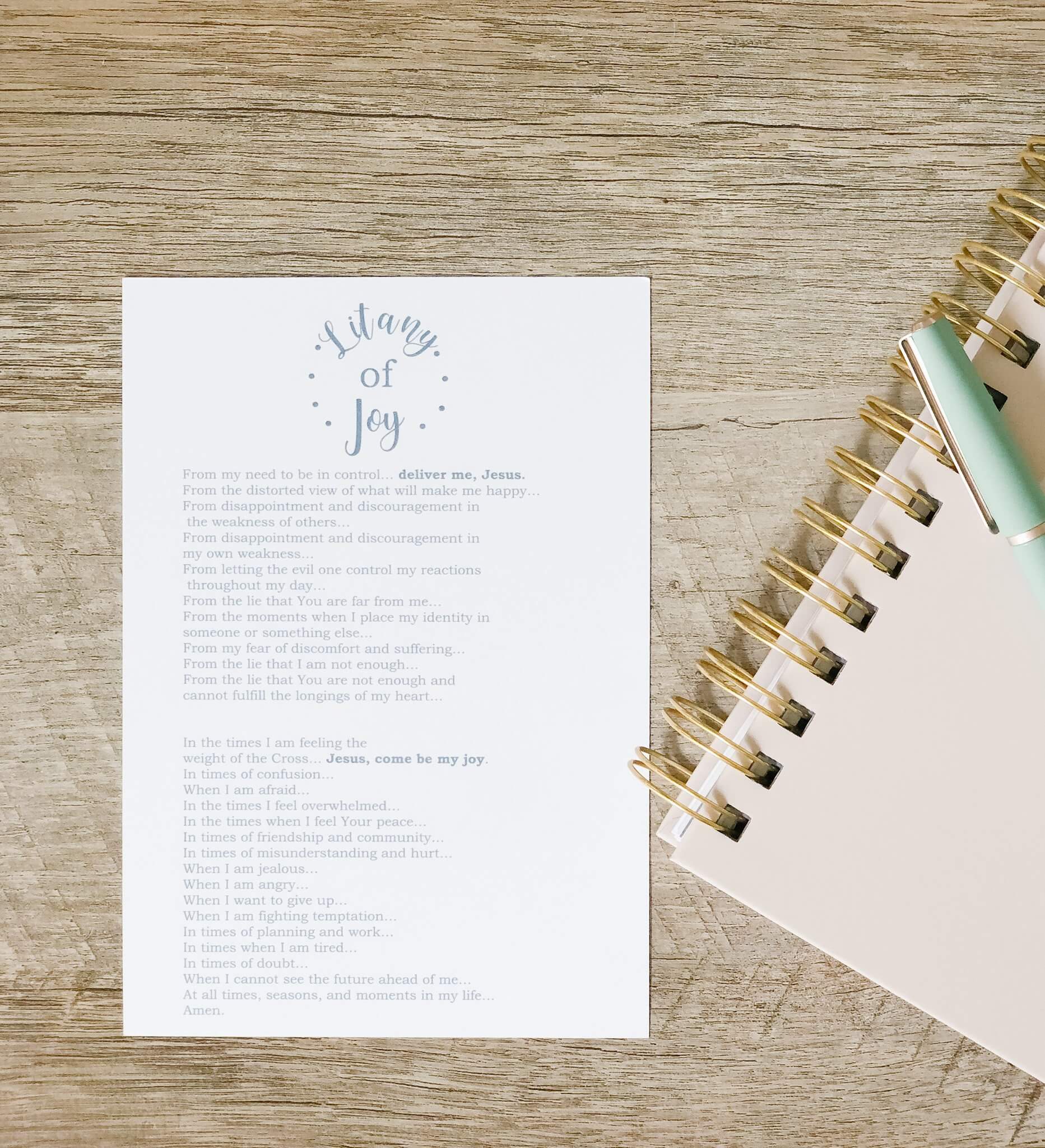 Litany of Joy Printable - Inspirational Christian Wall Art for Home & Office Decor - Perfect for Prayer Rooms, Gifts & Spiritual Encouragement