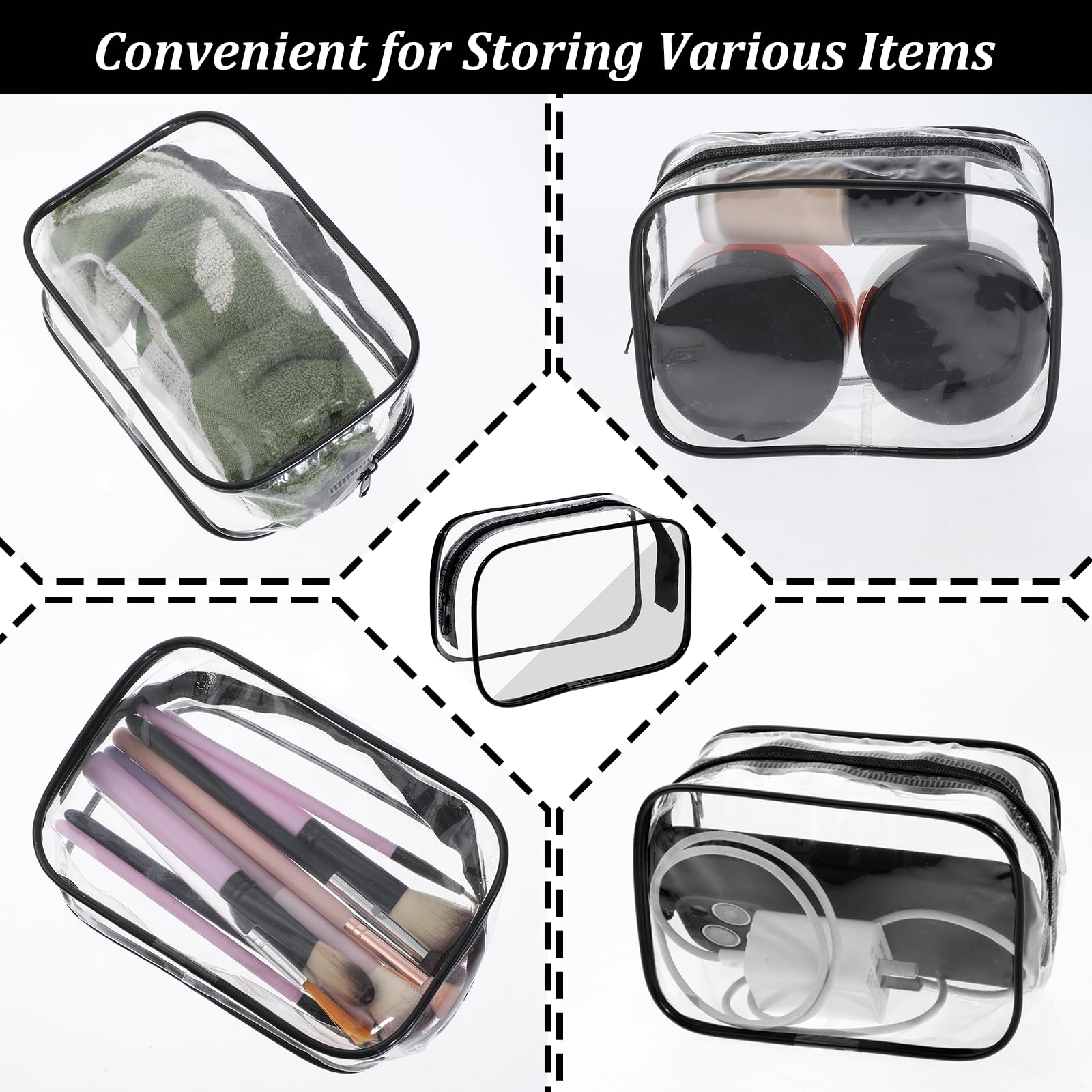 16 Pcs Clear PVC Cosmetic Bags Bulk - Waterproof Travel Makeup & Toiletry Organizer with Zipper for Women & Men | Perfect for Airplane Carry-on, Gym Essentials & Bathroom Storage