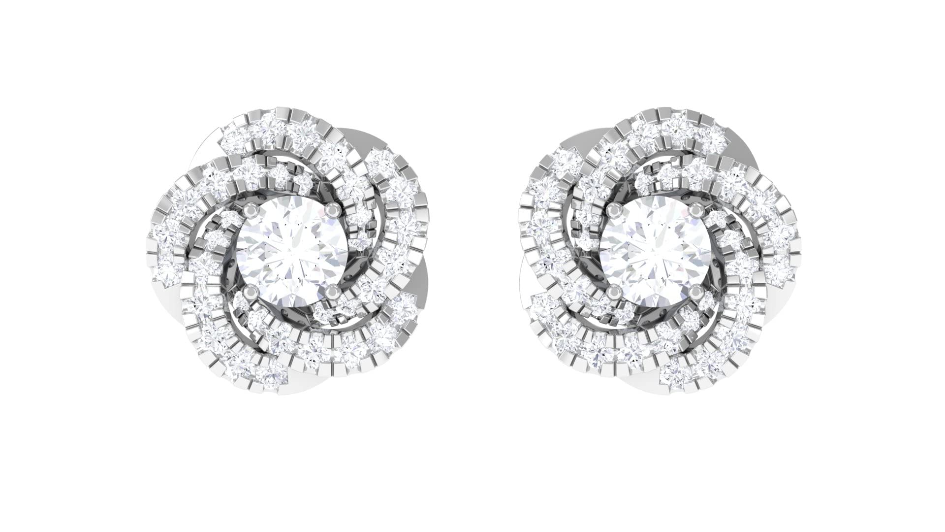 Moissanite Floral Stud Earrings for Women - 14K Solid Gold Flower Stud Earrings, Classic Moissanite Stud Earrings | Perfect for Weddings, Anniversaries & Everyday Elegance