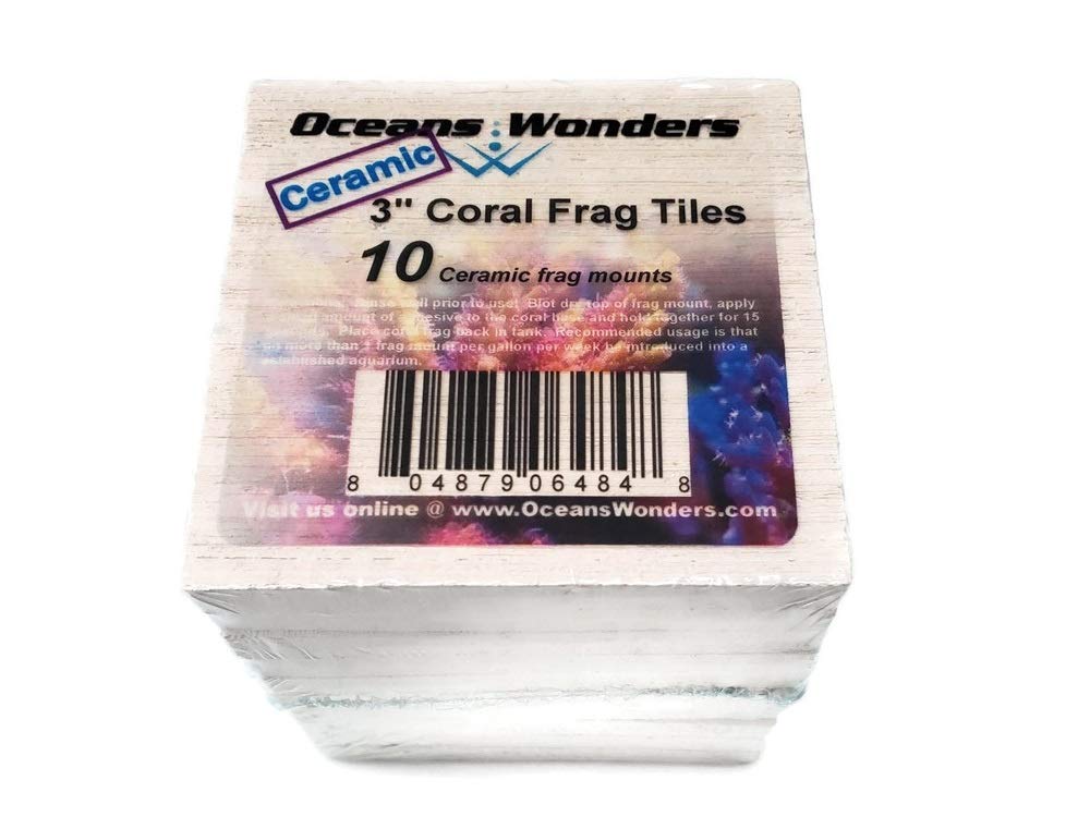 Oceans Wonders Ceramic XXL 3 Inch Coral Frag Tiles - 10 Piece Set for Saltwater Aquarium Reef Tank Coral Propagation and Frag Plugs