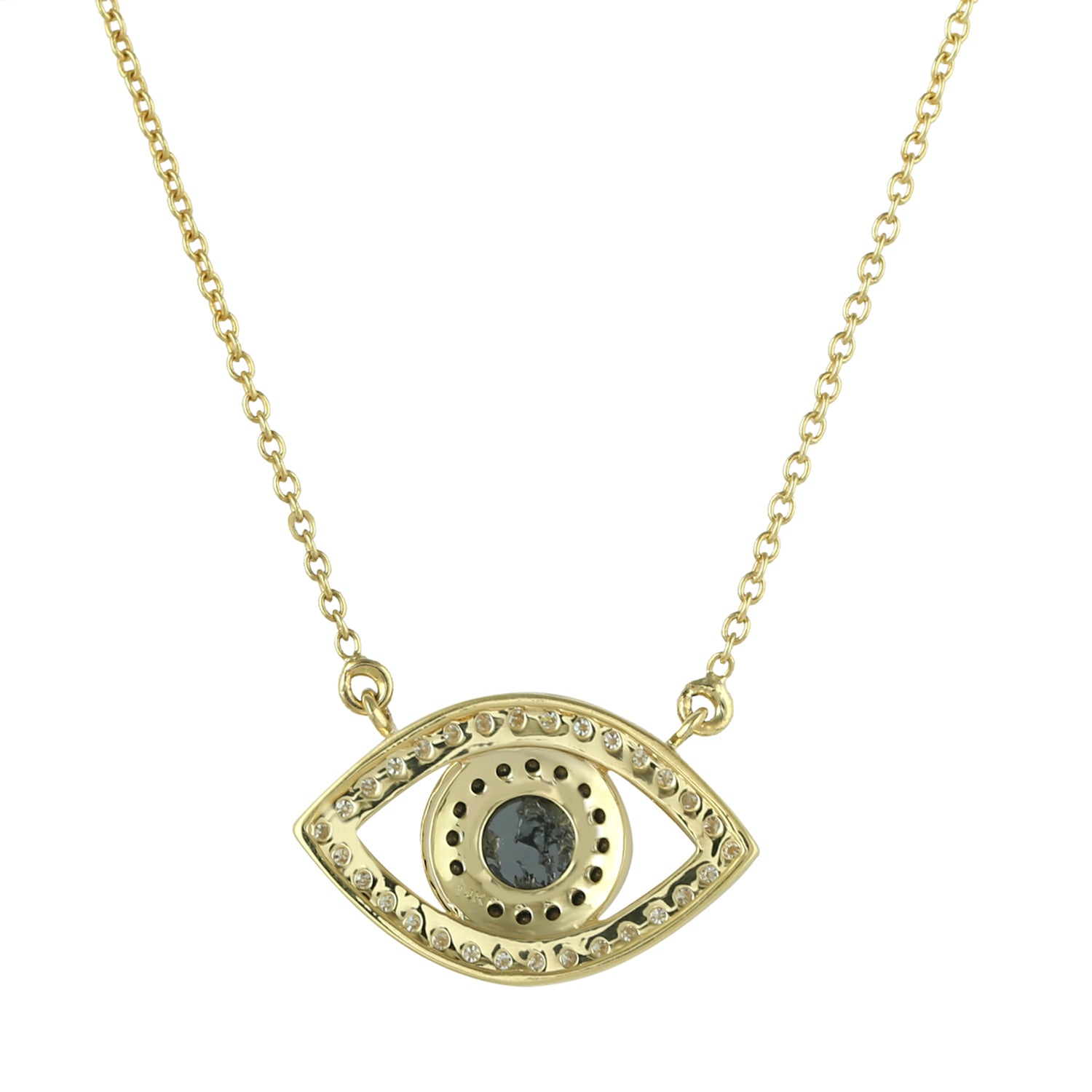 14K Yellow Gold Black & White Diamond Evil Eye Choker Necklace for Women - Protection Jewelry for Everyday Wear, Gift for Her