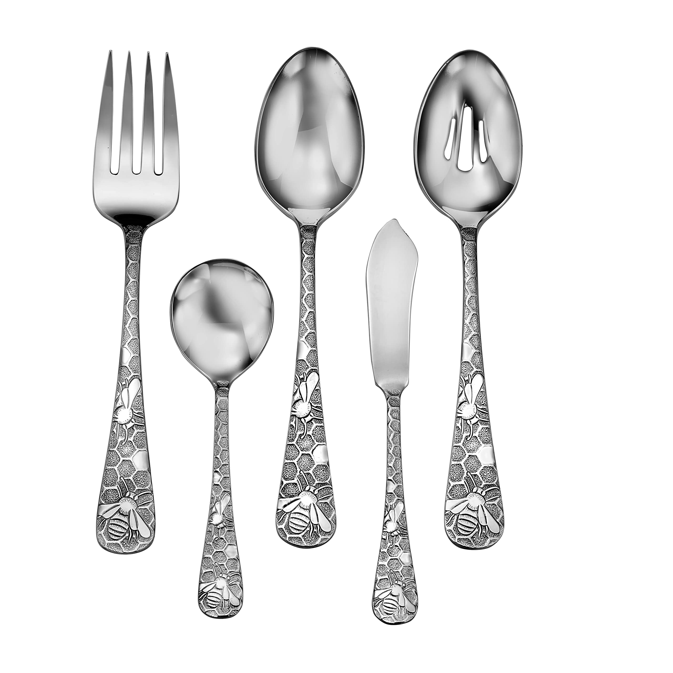 Liberty Tabletop Honey Bee 65-Piece Flatware Set - Service for 12 - Premium 18/10 Stainless Steel Silverware Set - Made in USA - Perfect for Dinner Parties, Weddings & Everyday Dining