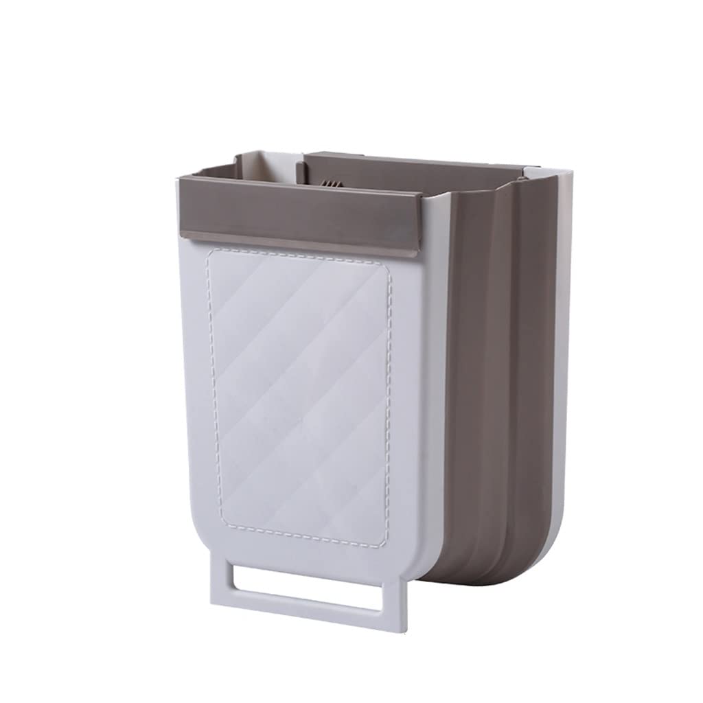 Collapsible Trash Can 10L - Foldable Wall Mounted Waste Bin for Kitchen, Bathroom, Office & Car | Space Saving Hanging Garbage Can | Durable Plastic Gray Dustbin (Perfect for Small Spaces, RVs & Under Cabinet Use)