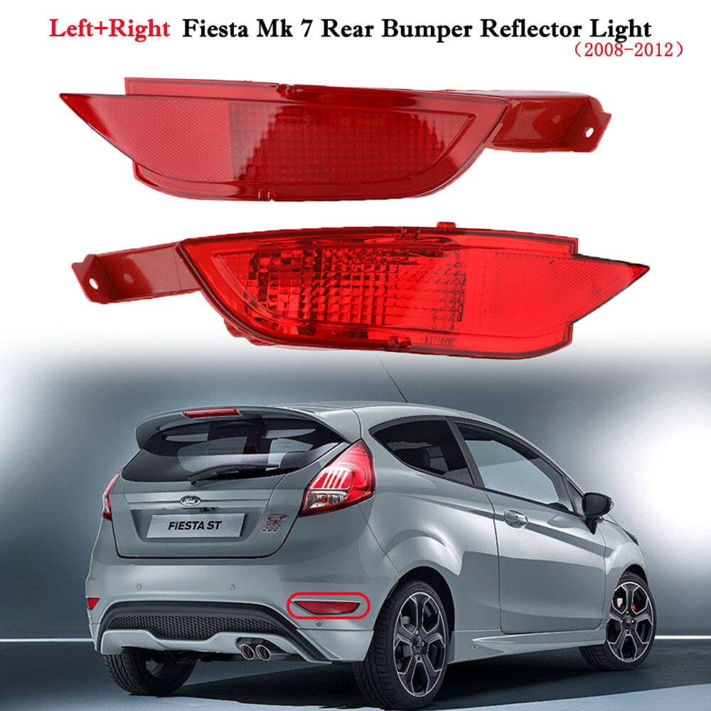Ford Fiesta Mk7 VII (2009-2014) Left & Right Rear Bumper Reflector Lights - Fog Lamp Replacement Parts for Improved Night Visibility & Safety Driving