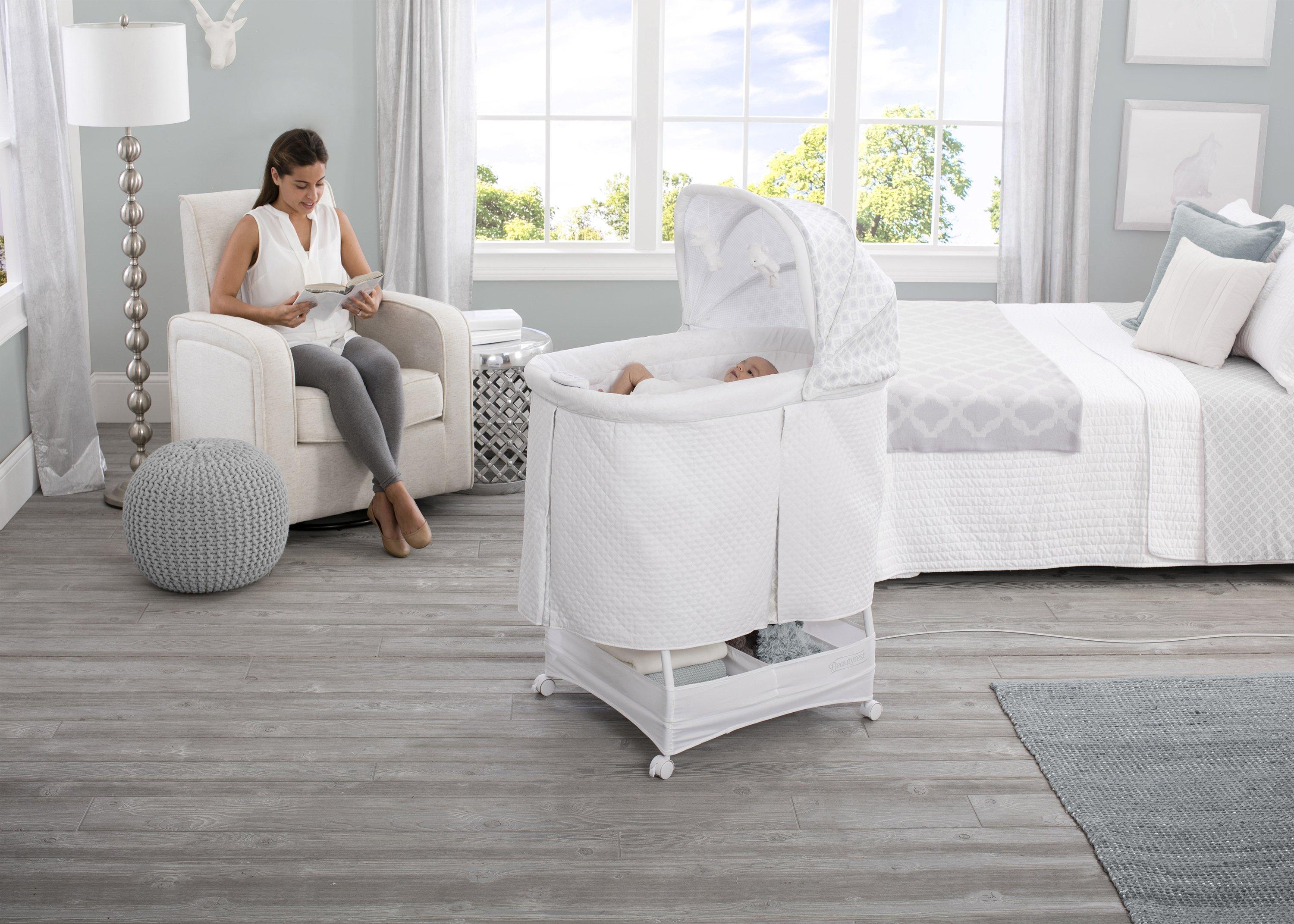 Beautyrest™ Silent Auto Gliding Lux Bassinet - Premium Baby Crib with Smooth Motion for Newborns | Perfect for Nursery, Bedroom & Travel | Arcadia Collection