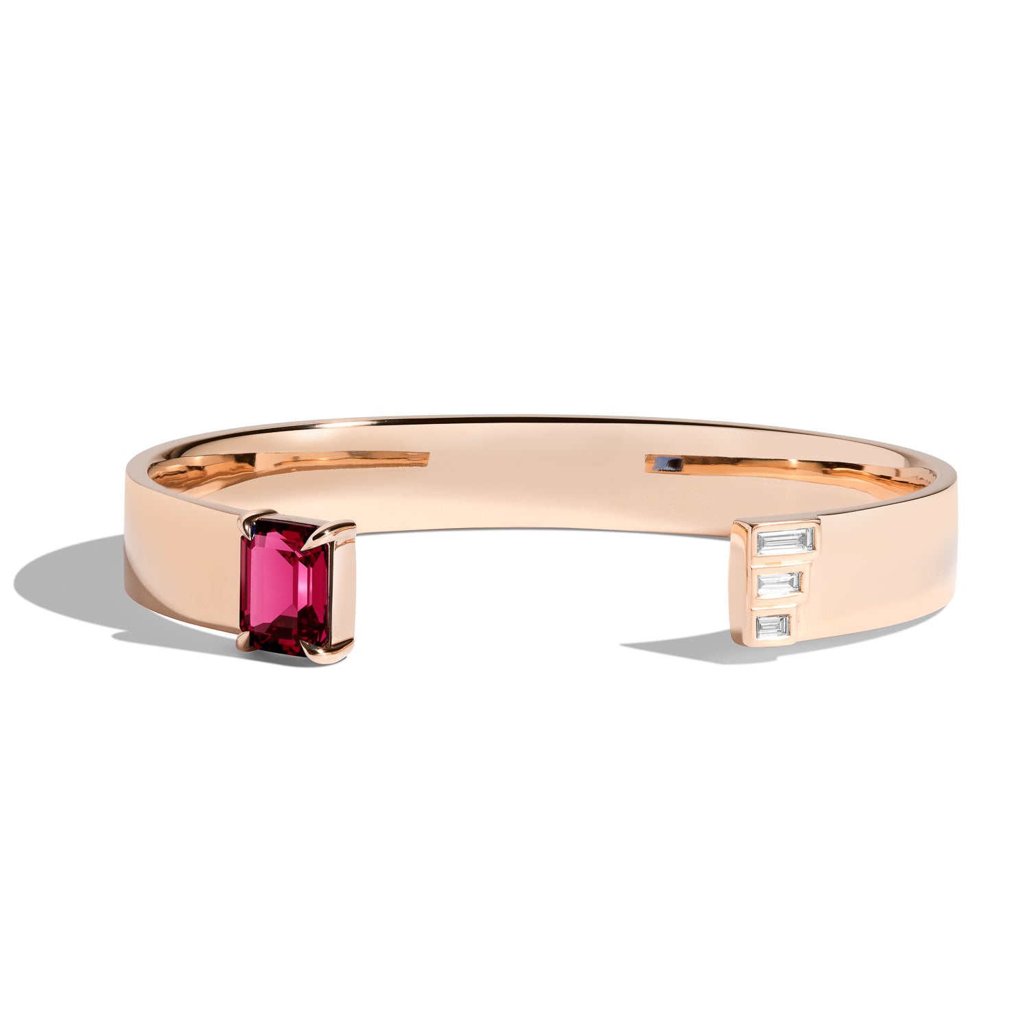 Emerald Cut Cuff Bracelet with Baguette Diamonds - Elegant Jewelry for Women, Perfect for Weddings & Special Occasions