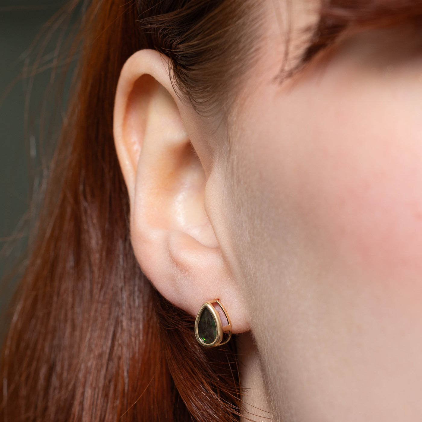 14K Gold Pear Cut Ammolite Stud Earrings | 0.80ctw Natural Gemstone Jewelry | Elegant Gift for Women, Birthday, Anniversary & Special Occasions