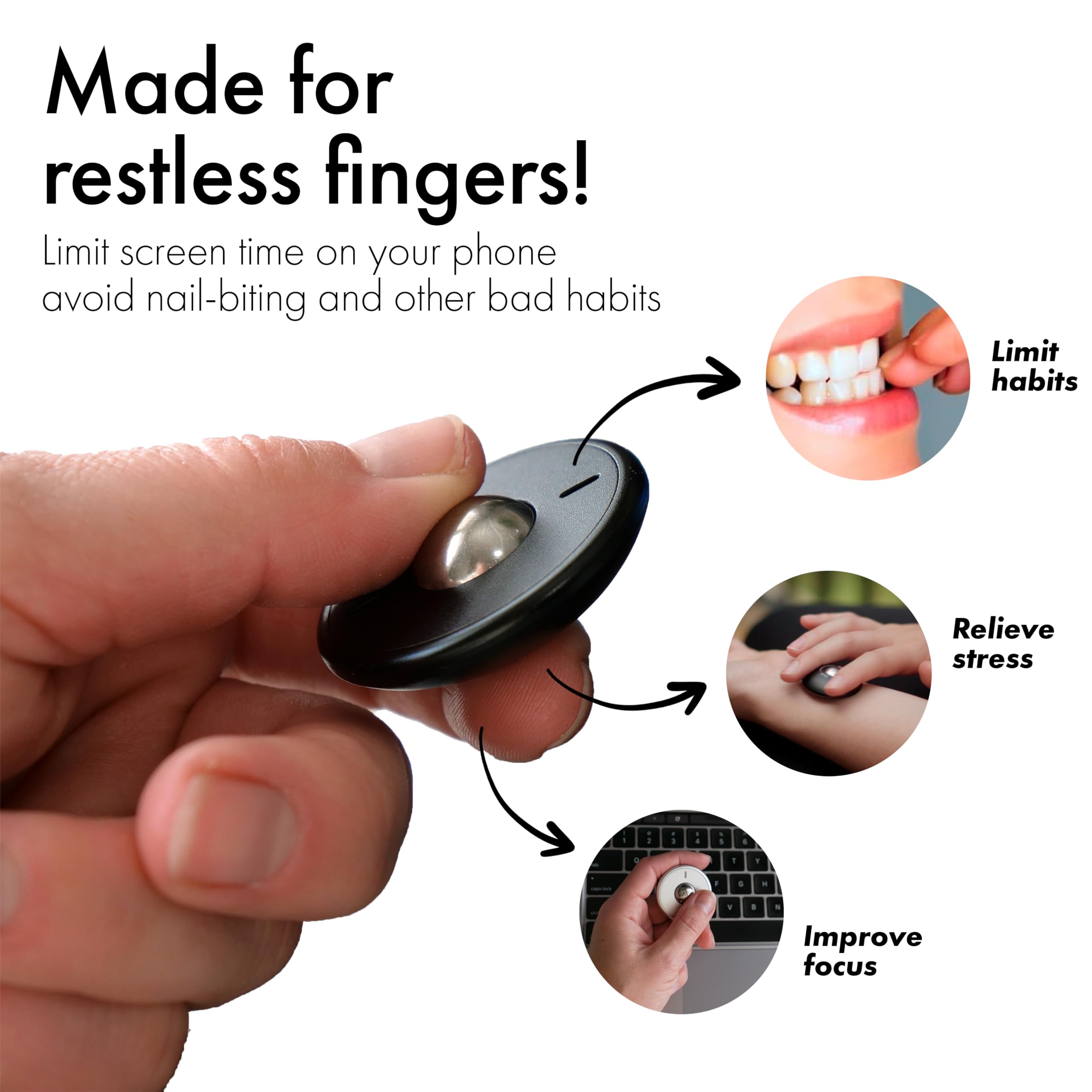 ONO Scroller - Handheld Fidget Toy for Adults & Kids | Stress Relief & Anxiety Reduction Tool | Focus Booster for ADHD & Office Work | Compact Portable Design (Black Aluminum) - Perfect for Work, School & Travel