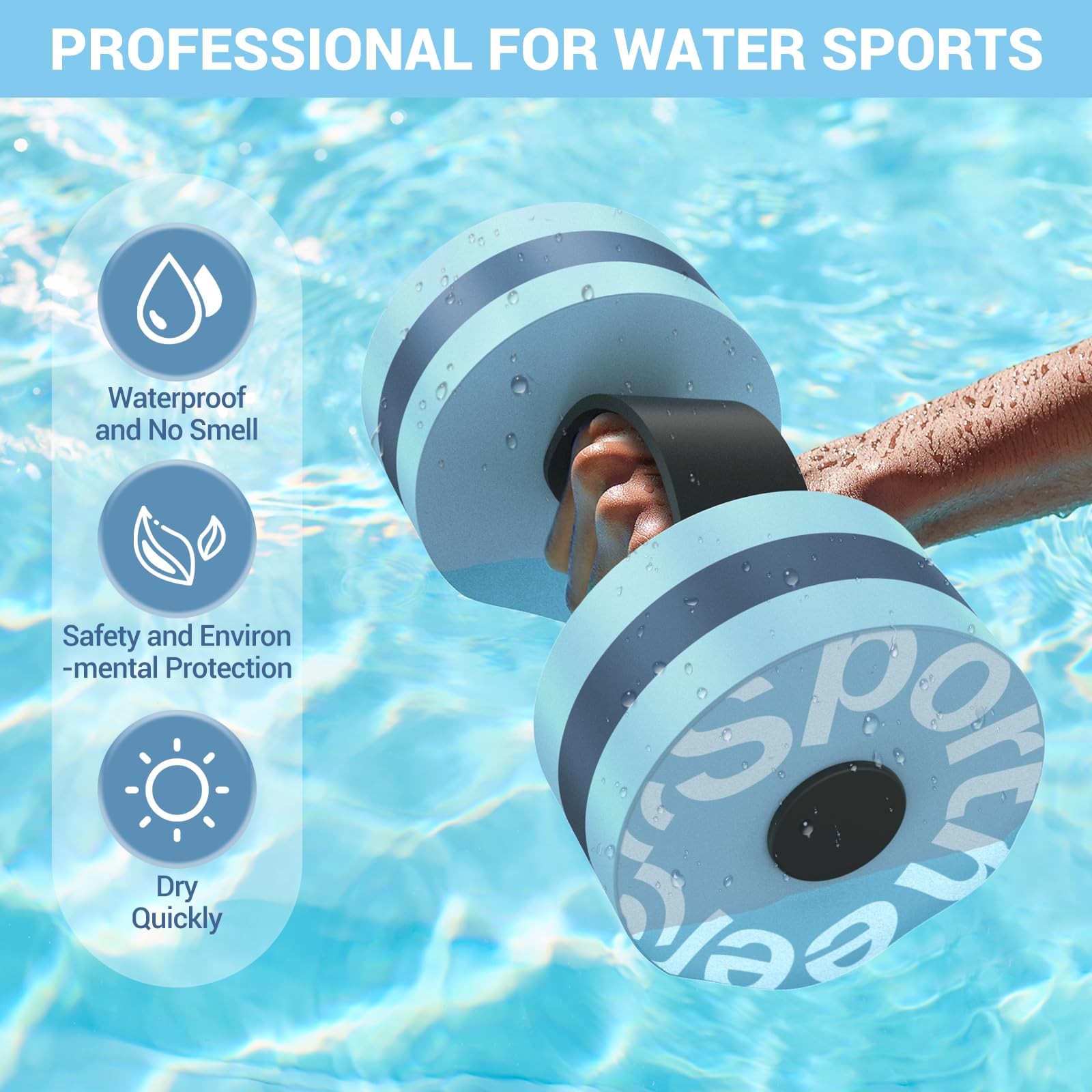 Sportneer 6-Piece Water Aerobics Set - Swim Belt, Ankle Weights for Pool Workouts & Aqua Therapy | Perfect for Water Fitness, Hydrotherapy & Low-Impact Exercise at Home or Gym