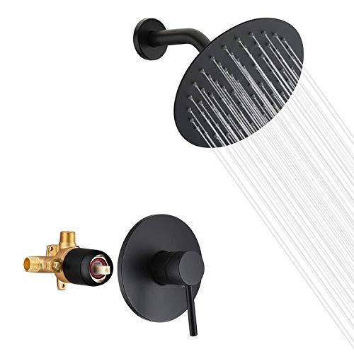 Premium Matte Black Shower Faucet Set with Pressure Balance Cartridge - 8 Inch Rain Shower Head & Non-Return Check Valves for Modern Bathrooms | Perfect for Spa-Like Experience & Water Conservation