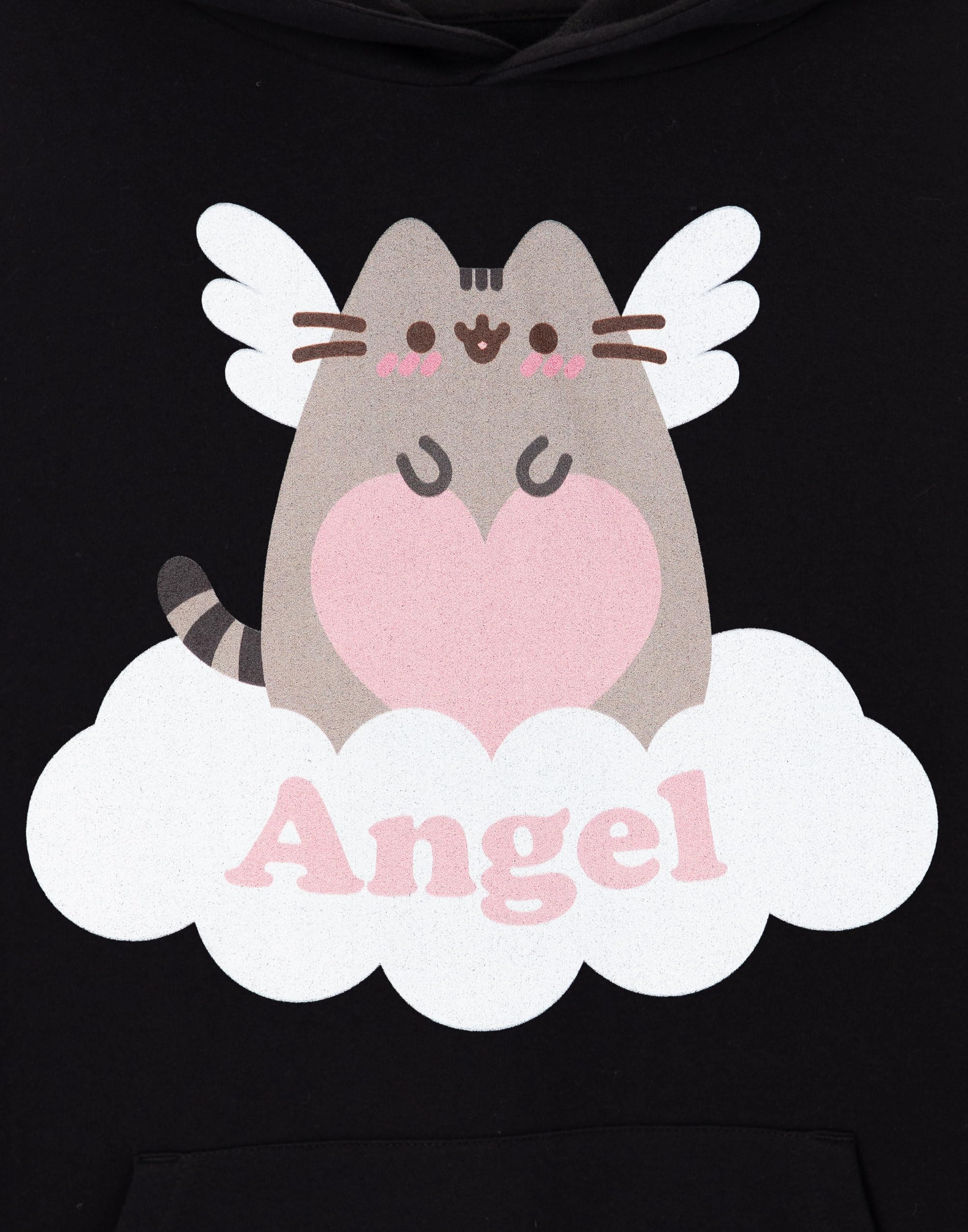 Pusheen Angel Women's Black Hoodie Sweatshirt | Official Licensed Merchandise | Soft & Cozy Pullover for Cat Lovers | Perfect for Casual Wear, Gifts & Anime Conventions