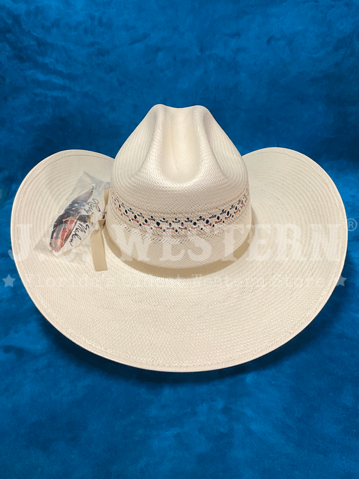 Larry Mahan MSUS42OLDX 10X Old Glory Straw Cowboy Hat Ivory - Western Style Sun Hat for Men, Perfect for Rodeo, Ranch Work, and Outdoor Summer Activities