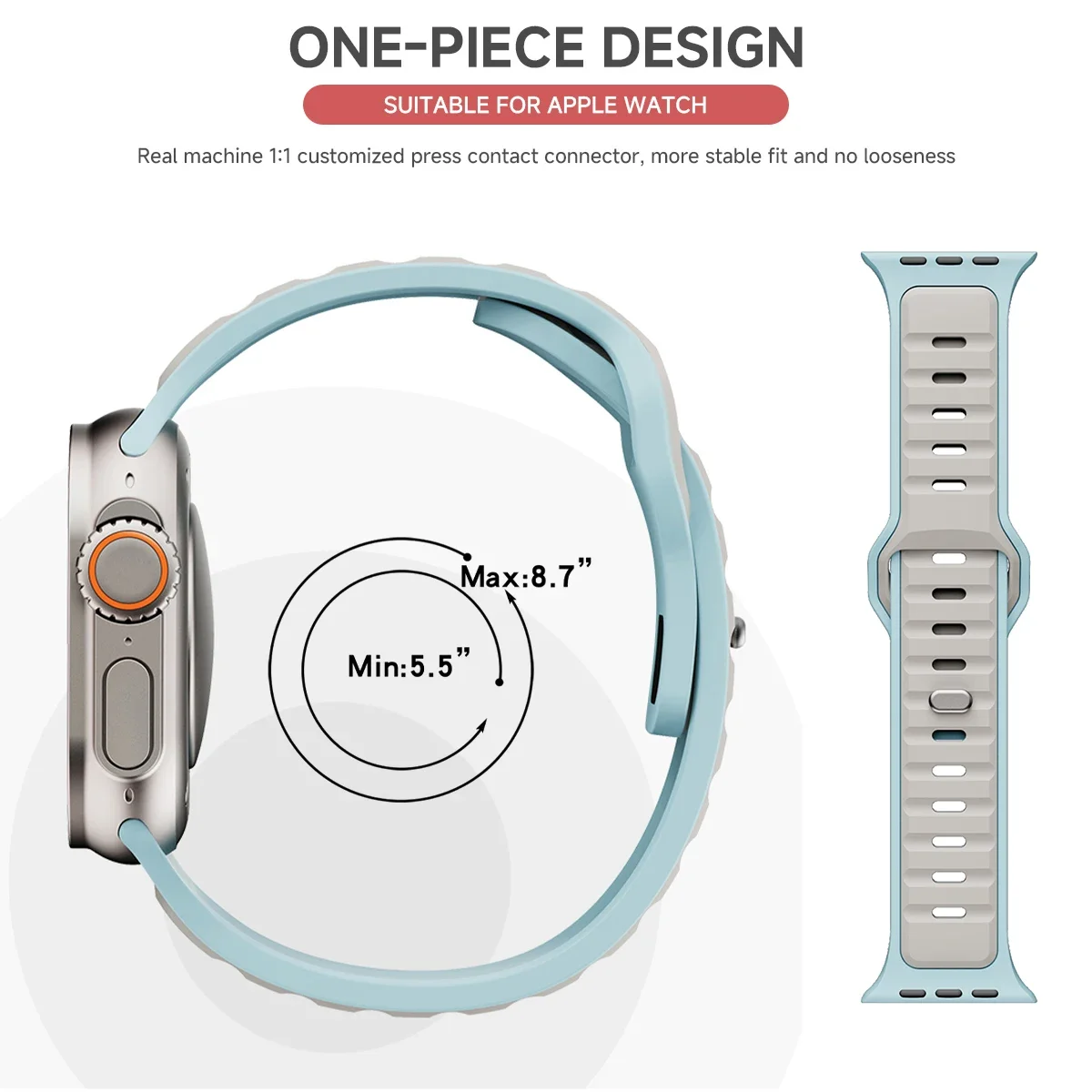 Durable Dual-Tone Silicone Sports Bands for Apple Watch - Sweatproof Fitness Tracker Strap for Running, Gym & Outdoor Activities
