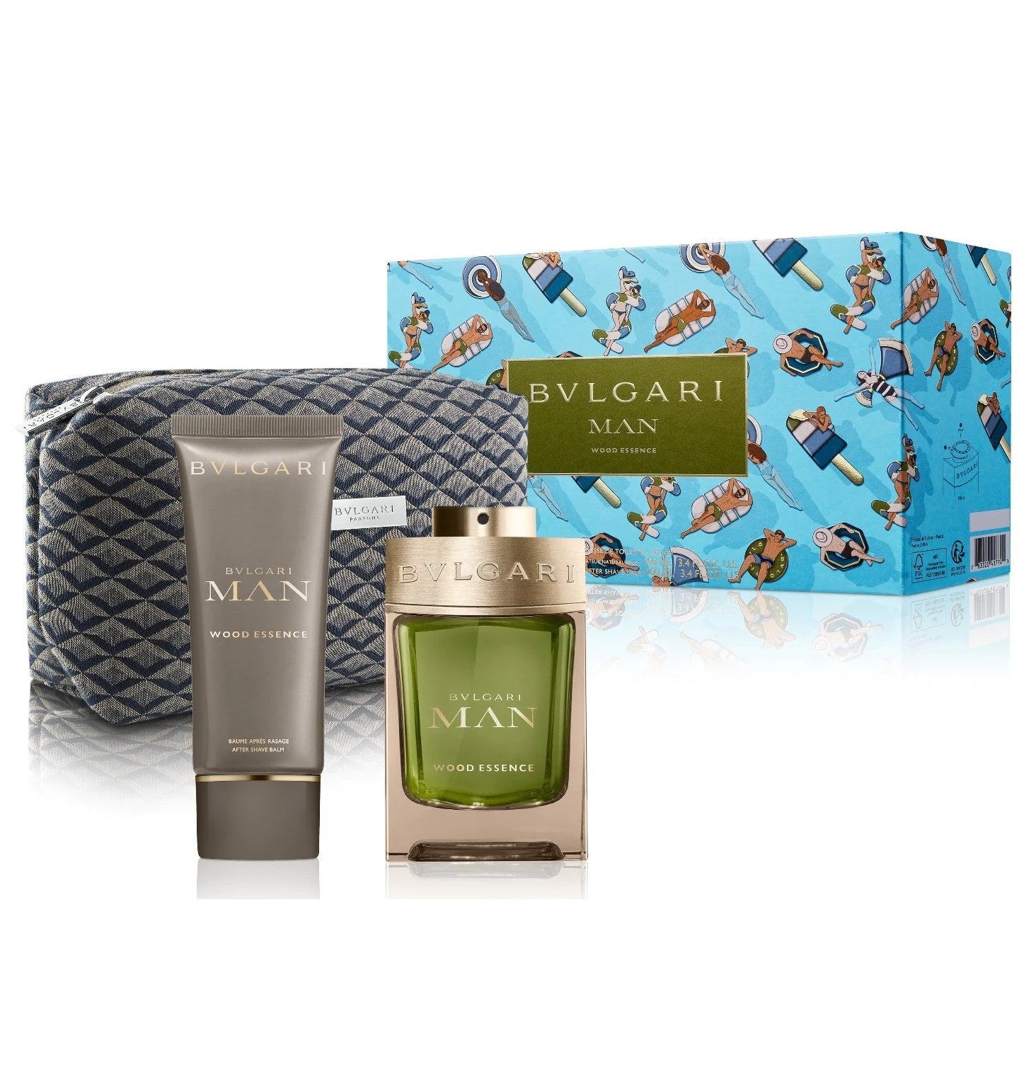 Bvlgari Man Wood Essence 3-Piece Gift Set - 100ML Eau de Parfum Spray + 100ML After Shave Balm + Travel Pouch for Men | Luxury Cologne Set for Gifts, Date Nights & Special Occasions