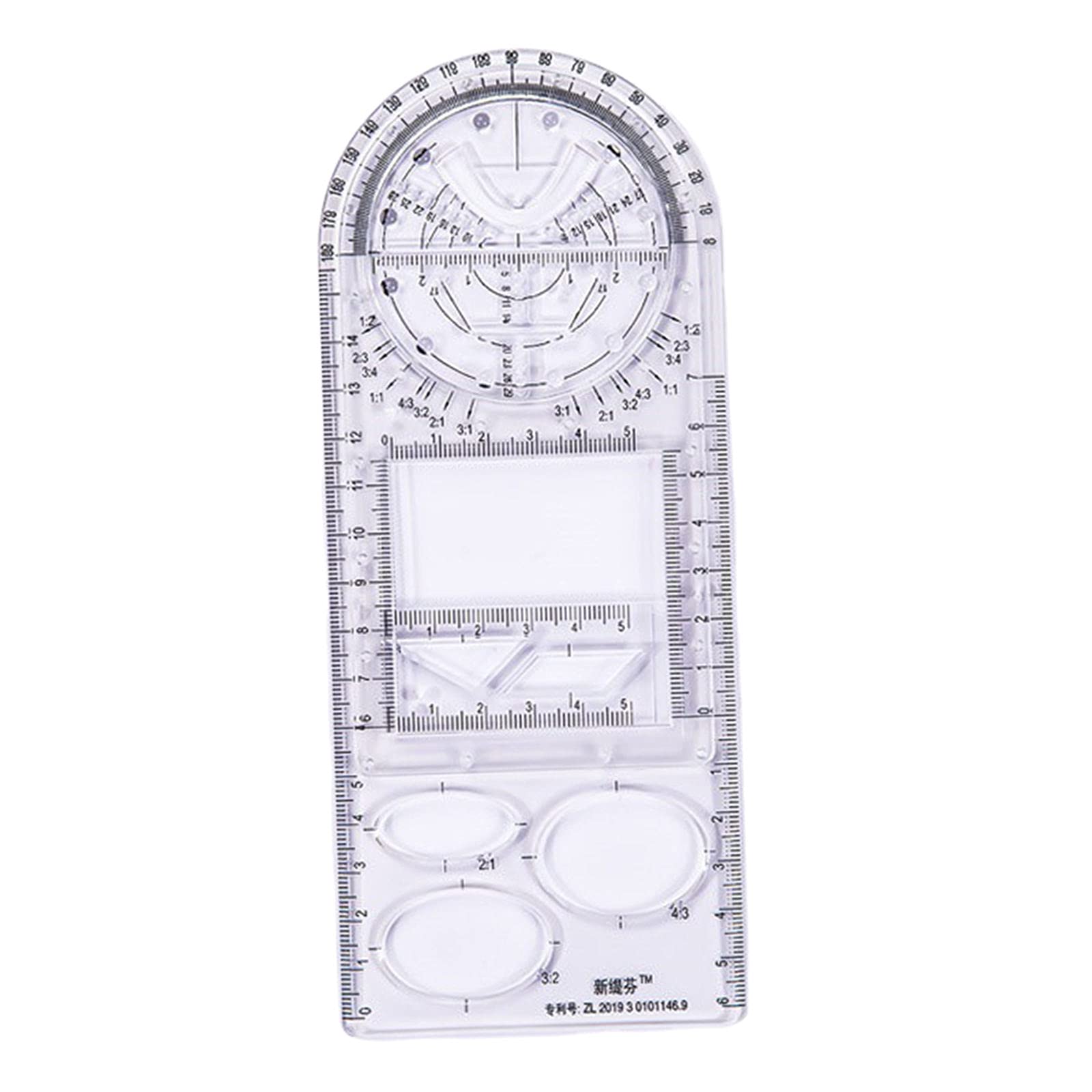SM SunniMix Multifunctional Drawing Ruler - Geometry Template Tool for Angle & Circle Measurement | Perfect for Students, Architects & Artists | School, Office & Art Studio Essential