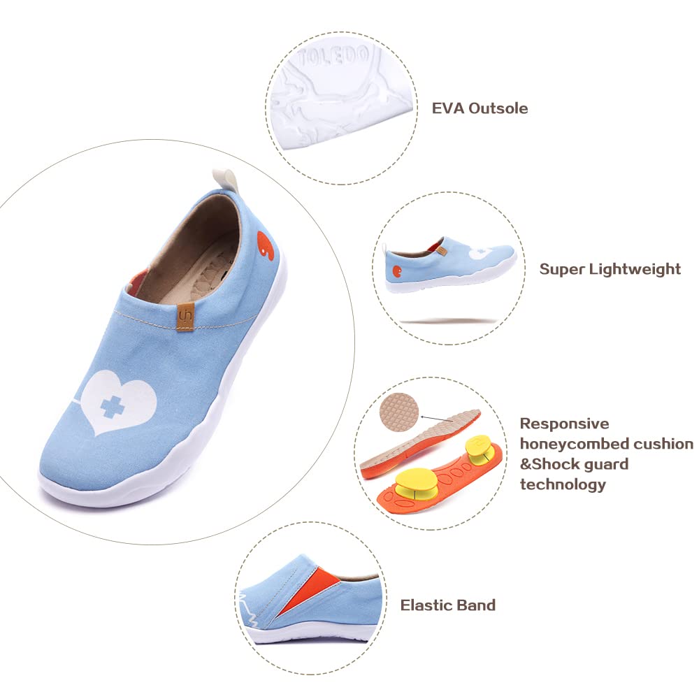 UIN Women's Slip On Sneakers - Comfortable Knit Loafers with Artistic Paint Design | Soft Walking Shoes for Casual Wear, Travel & Daily Errands