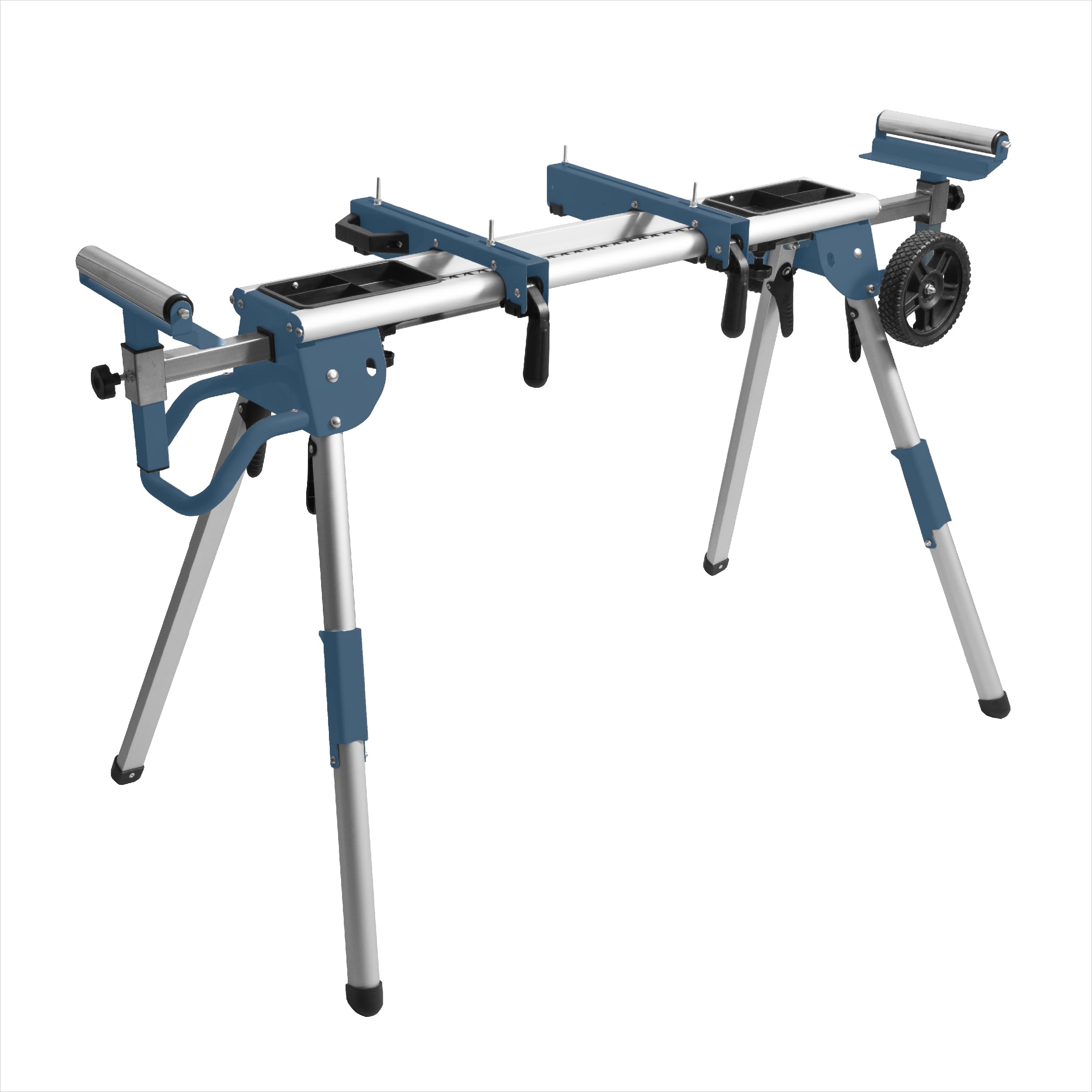 POWERTEC MT4008 Heavy Duty Miter Saw Stand with Wheels - Collapsible Portable Workbench with Tool Storage Trays, 330Lbs Capacity & Quick Release Brackets - Perfect for Job Sites, Workshops and DIY Projects