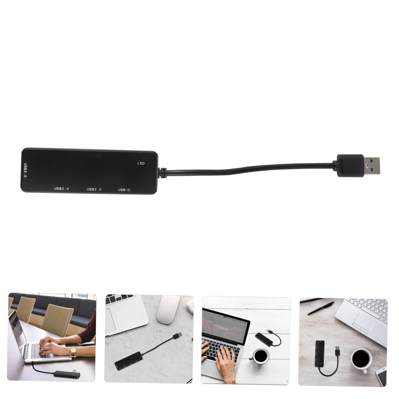 HEMOTON 4-Port USB Hub with High-Speed Data Transfer - USB Splitter & Expansion Adapter for Laptop, PC, Mac - Black (Perfect for Home Office, Gaming & Multi-Device Charging)