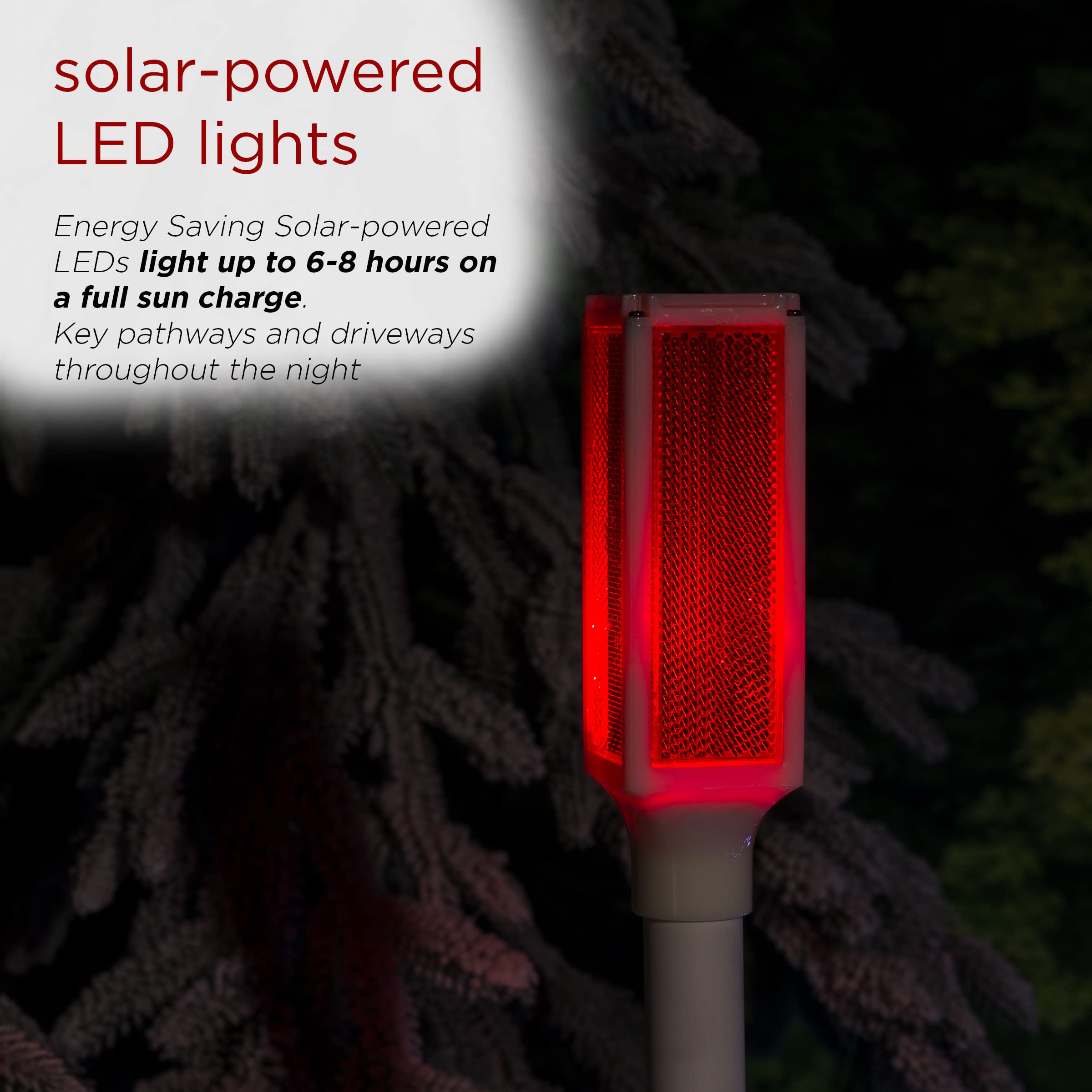 Alpine Corporation 43-Inch Solar-Powered LED Driveway Markers with Red Lights - Set of 2 for Enhanced Nighttime Visibility & Safety in Driveways, Walkways, and Gardens