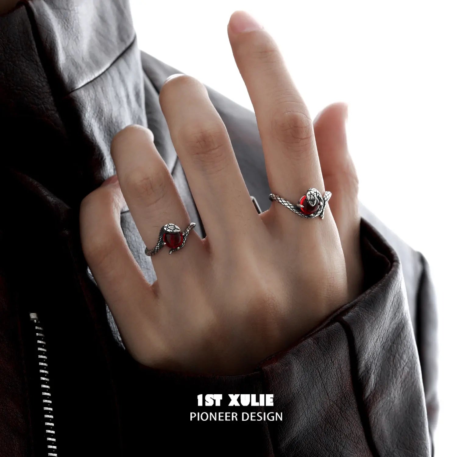 S925 Sterling Silver Snake Bite Couple Rings with Energy Crystals - Matching Promise Rings for Couples, Anniversary Gifts, and Spiritual Jewelry