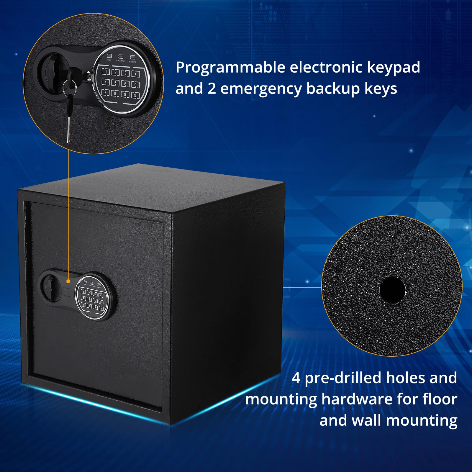 GARVEE 15.7x14.9 Inch Fireproof Steel Security Safe Box with Digital Keypad & Soft Interior Lining - Perfect for Home, Office, Jewelry & Cash Storage