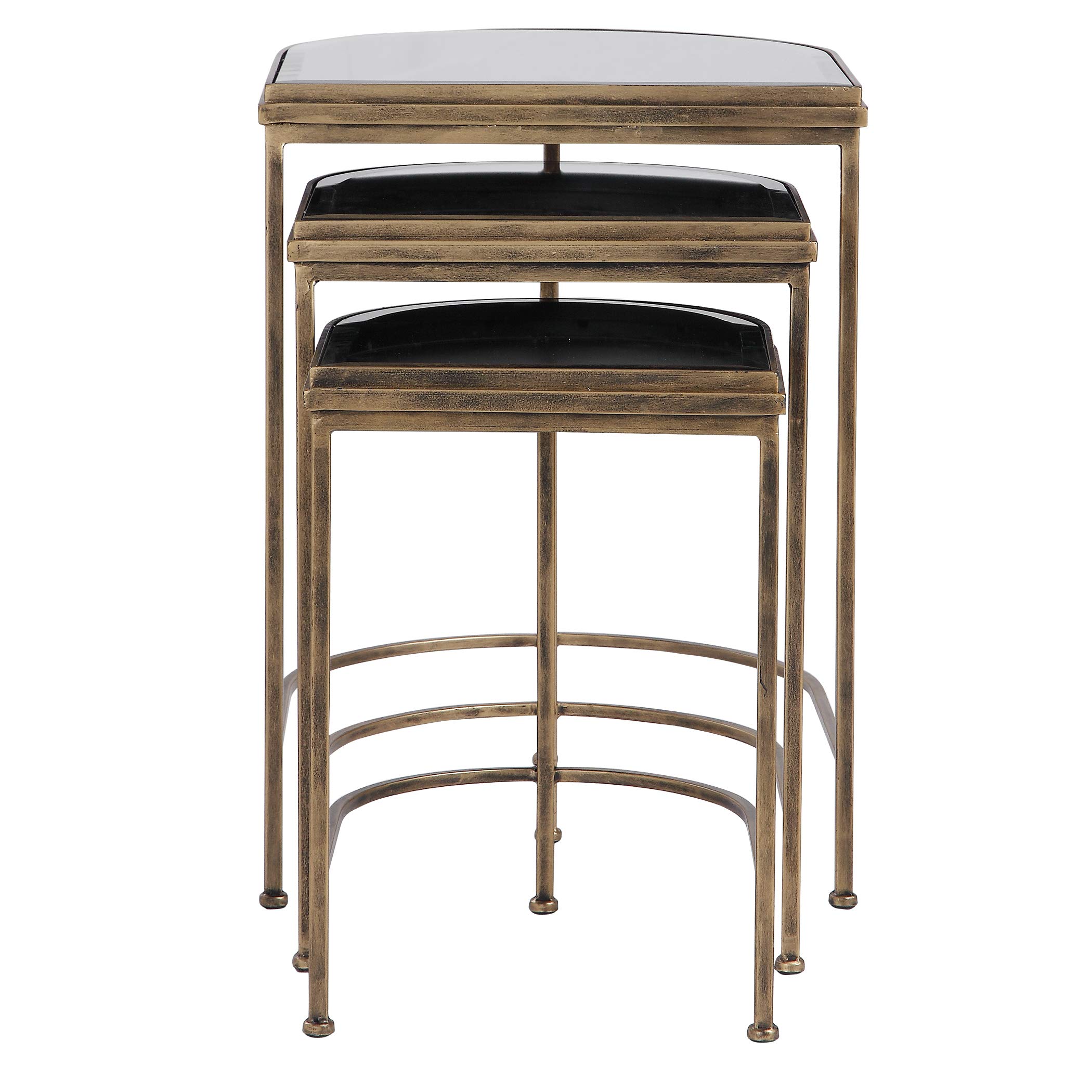 Handmade India Nesting Tables Set of 3 - Traditional Wooden Side Tables with Carved Designs - Perfect for Living Room, Bedroom, or Office Decor