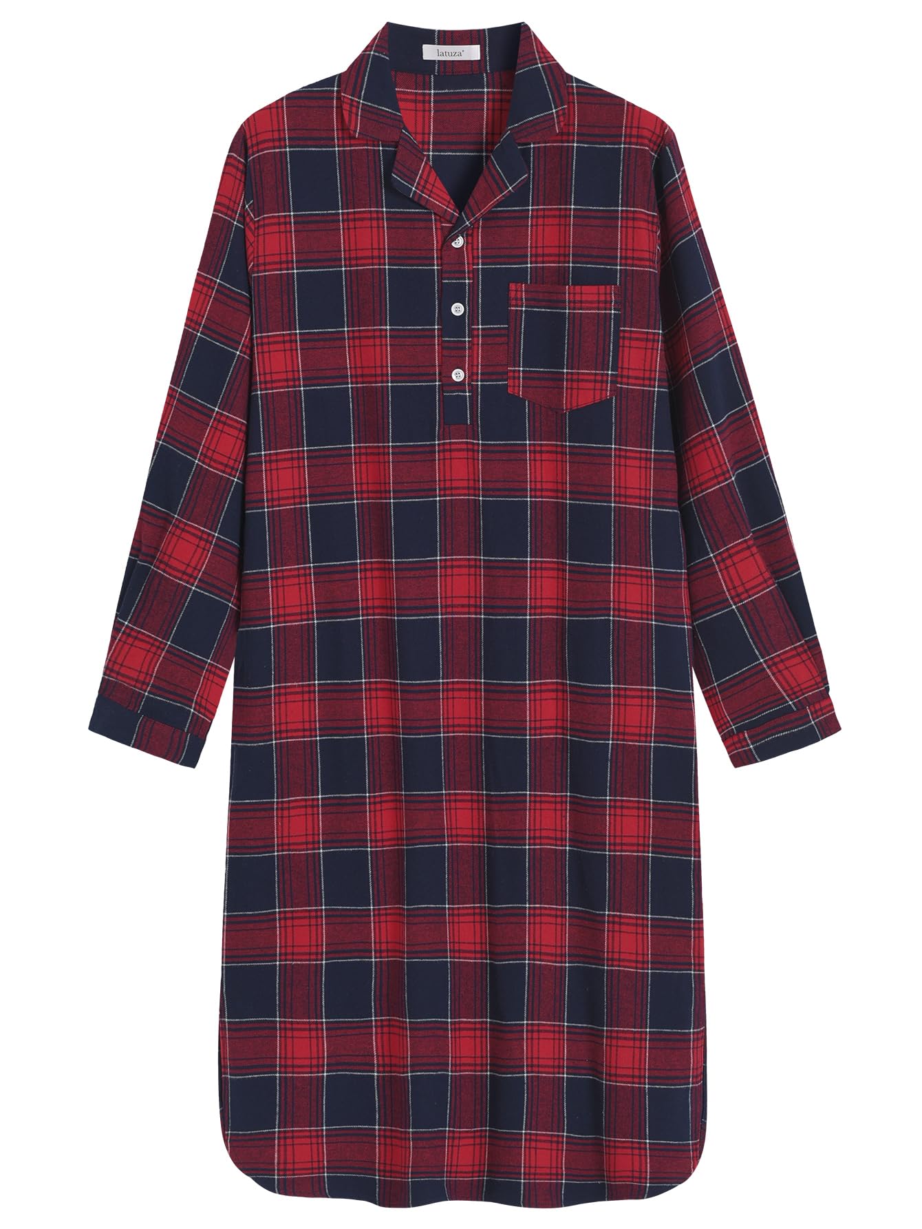 Men's Cotton Flannel Nightshirt - Soft Long Sleeve Sleep Shirt for Men - Cozy Winter Pajama Top for Lounging & Sleeping