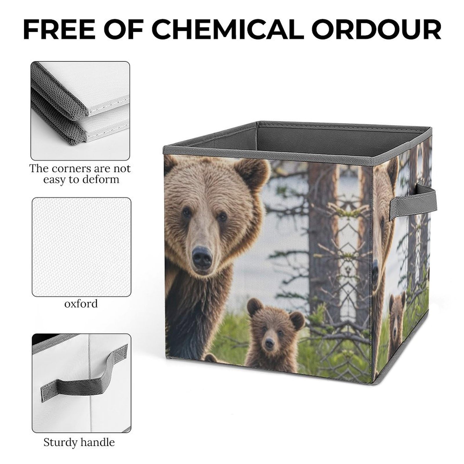 Mother Bear and Her Cubs Collapsible Storage Bin - 10.6