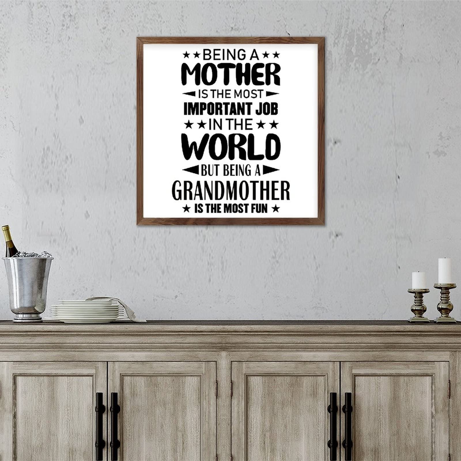 Being a Mother is The Most Important Job in The World - Inspirational Wall Art for Living Room, Farmhouse Decor - 7x7 Inch Wood Framed Sign - Perfect for Home, Office & Nursery Decor