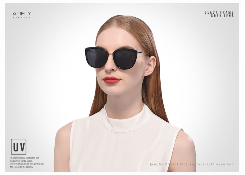Aofly Women's Polarized Cat Eye Sunglasses with Alloy Frame - UV Protection, Fashionable & Lightweight for Driving, Beach & Outdoor Activities