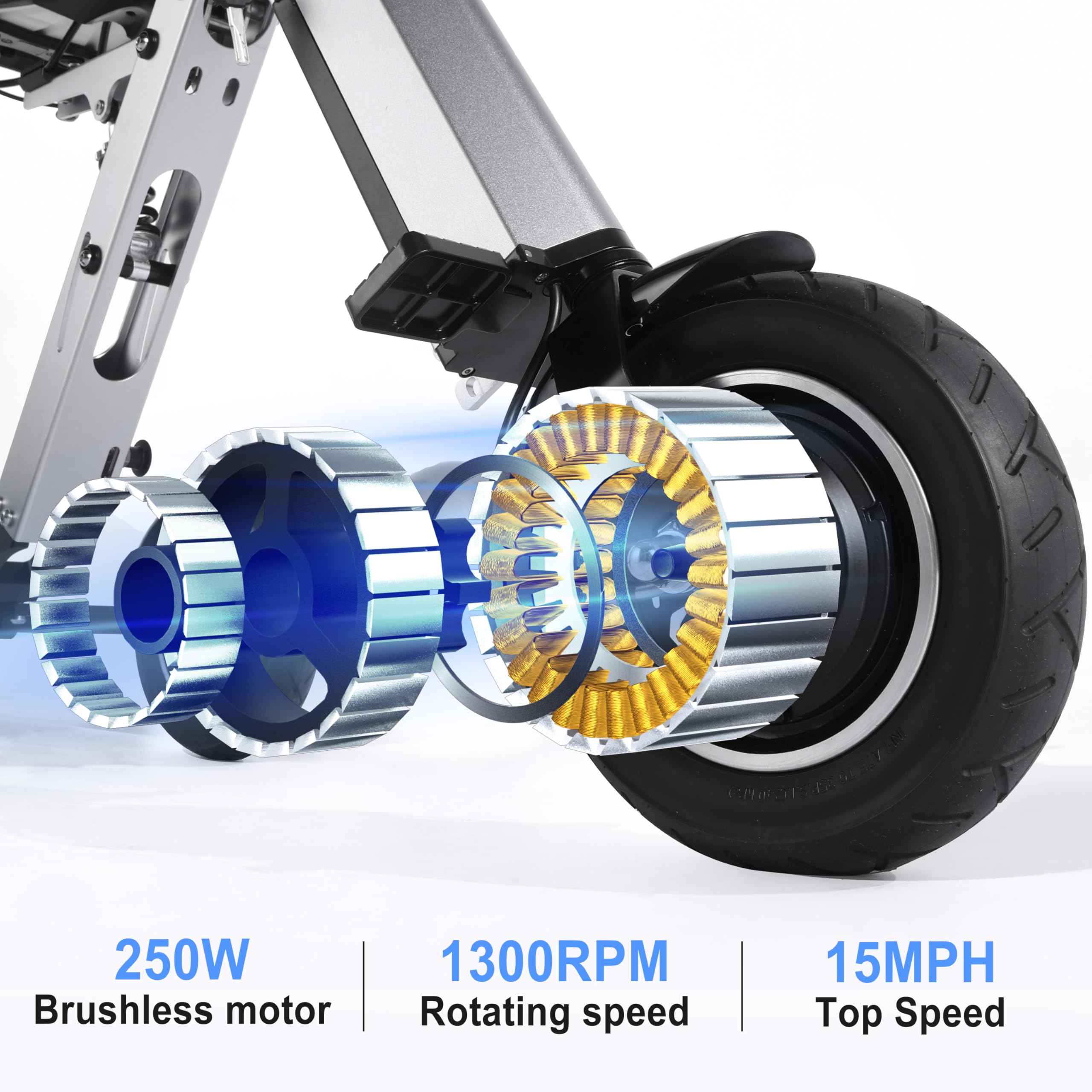 TopMate ES35 3-Wheel Foldable Electric Mobility Scooter for Adults - Lightweight & Portable with Removable 36V 7.8AH Battery, Reverse Function & Key Switch - Perfect for Commuting, Travel & Outdoor Activities