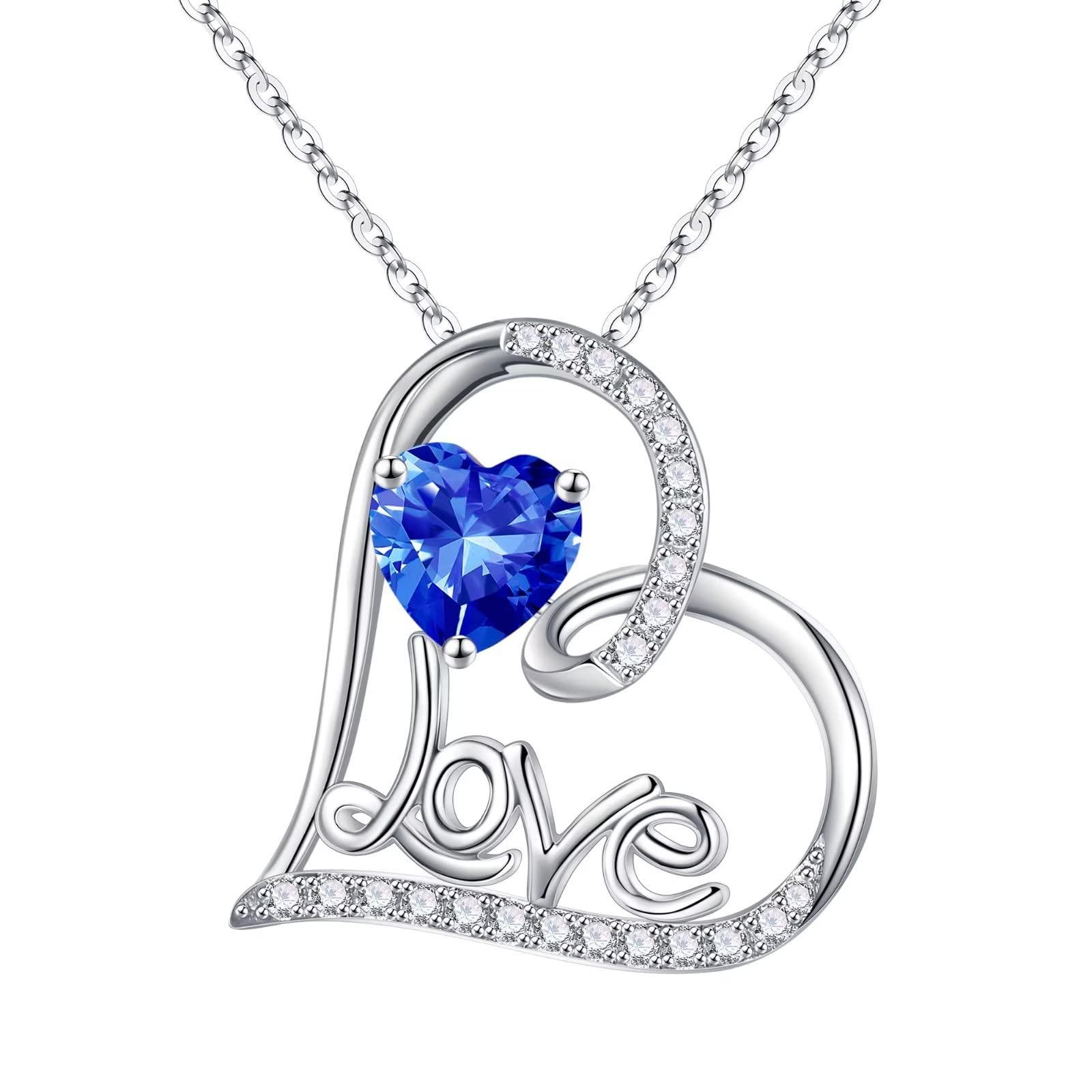 Forever Love Necklace for Women - 925 Sterling Silver Heart Pendant with Birthstone | Anniversary, Christmas & Birthday Gift for Wife, Mom, Girlfriend | Perfect for Romantic Occasions & Special Moments