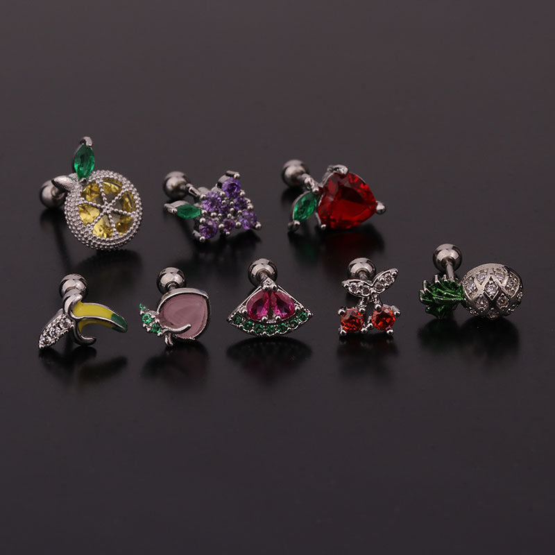 20G Cartilage Tiny Stud Earrings - Cute Fruit Shaped Ear Studs for Women | Perfect for Daily Wear, Parties & Gifts