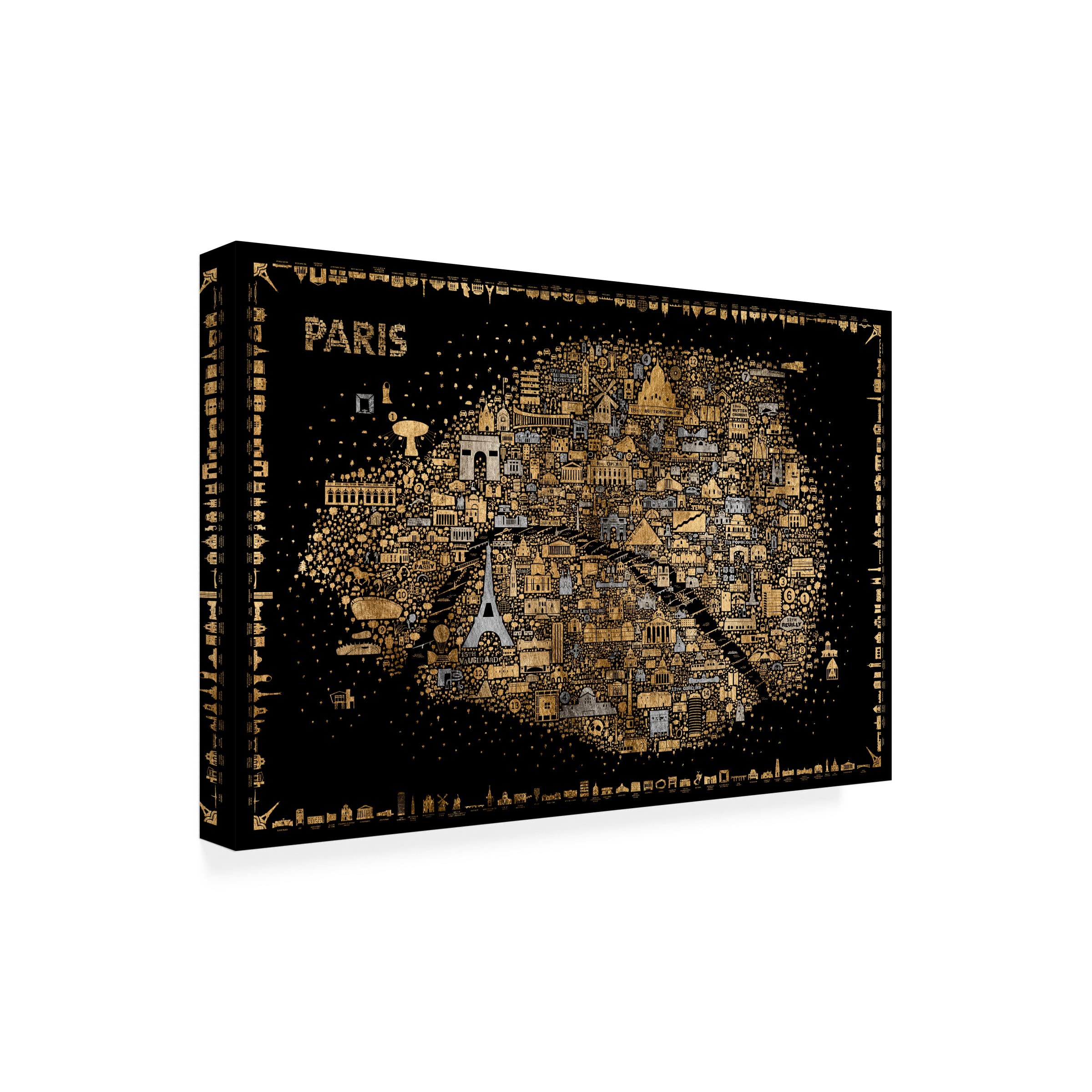 Trademark Fine Art 'Glam Iconic Cities Paris' Canvas Wall Art Print by Rafael Esquer - Perfect for Living Room, Bedroom & Office Decor