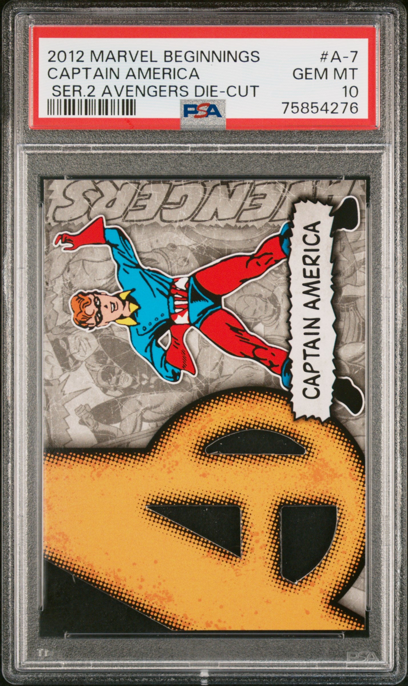 2012 MARVEL BEGINNERS SERIES 2 AVENGERS DIE-CUT CAPTAIN AMERICA #A7 PSA 10 GEM MINT - Rare Collectible Trading Card for Marvel Fans & Comic Book Collectors - Perfect for Display, Investment & Superhero Memorabilia Collections
