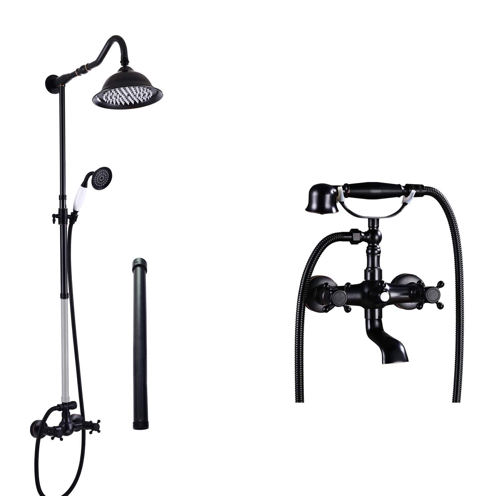 Aolemi Oil Rubbed Bronze Shower Faucet Set - Matching Bathtub Faucet with Hand Shower for Bathroom - Vintage Style Brass Finish for Shower and Tub - Perfect for Modern and Traditional Bathroom Decor