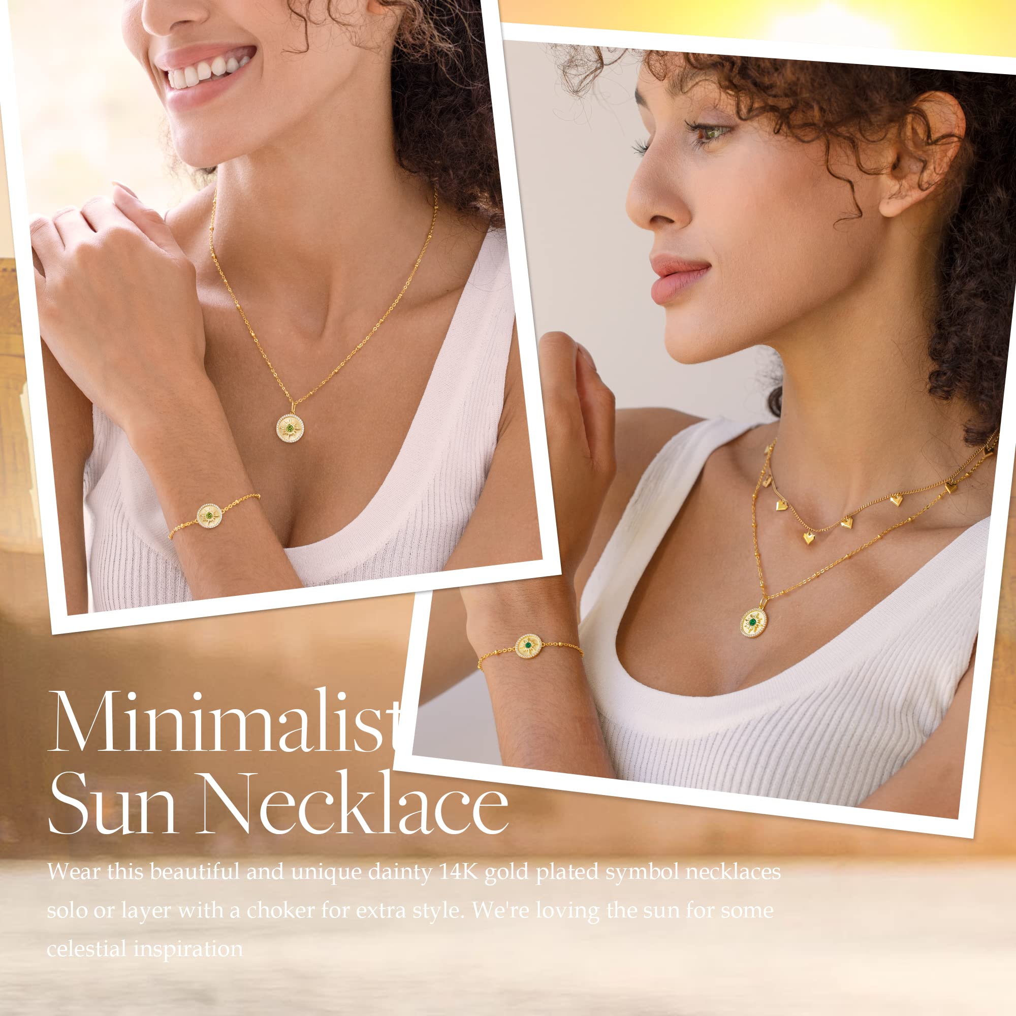 925 Sterling Silver Adjustable Sun Charm Bracelet for Women - 14K Gold Plated Link Bracelet | Birthday, Anniversary, Christmas Jewelry Gift for Her, Wife, Girlfriend, Daughter | Perfect for Beach Vacations, Summer Outfits & Boho Style Accessories