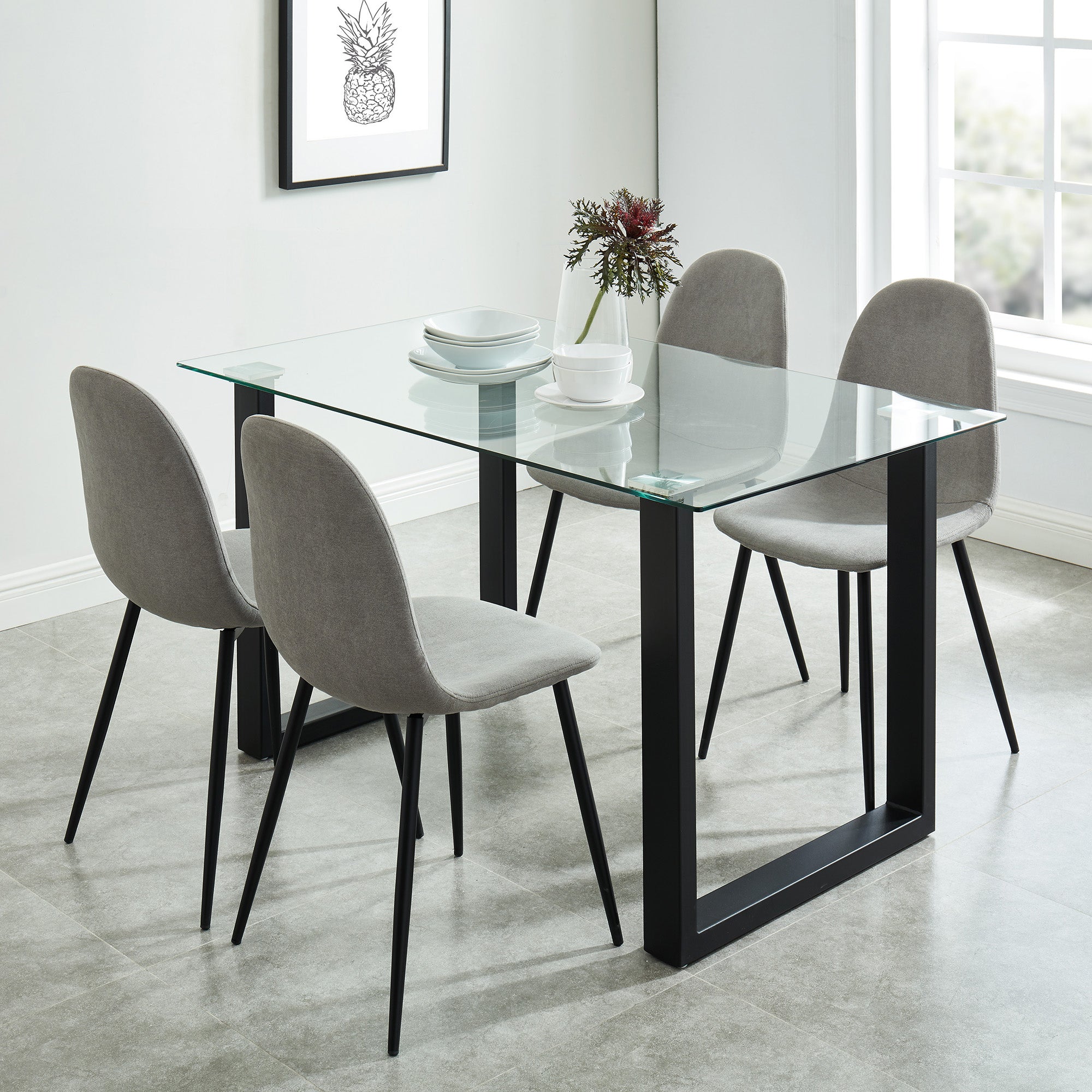 Premium Black Rectangular Dining Table with Sturdy Base - Modern & Elegant Home Furniture for Dining Room, Kitchen, or Office Space