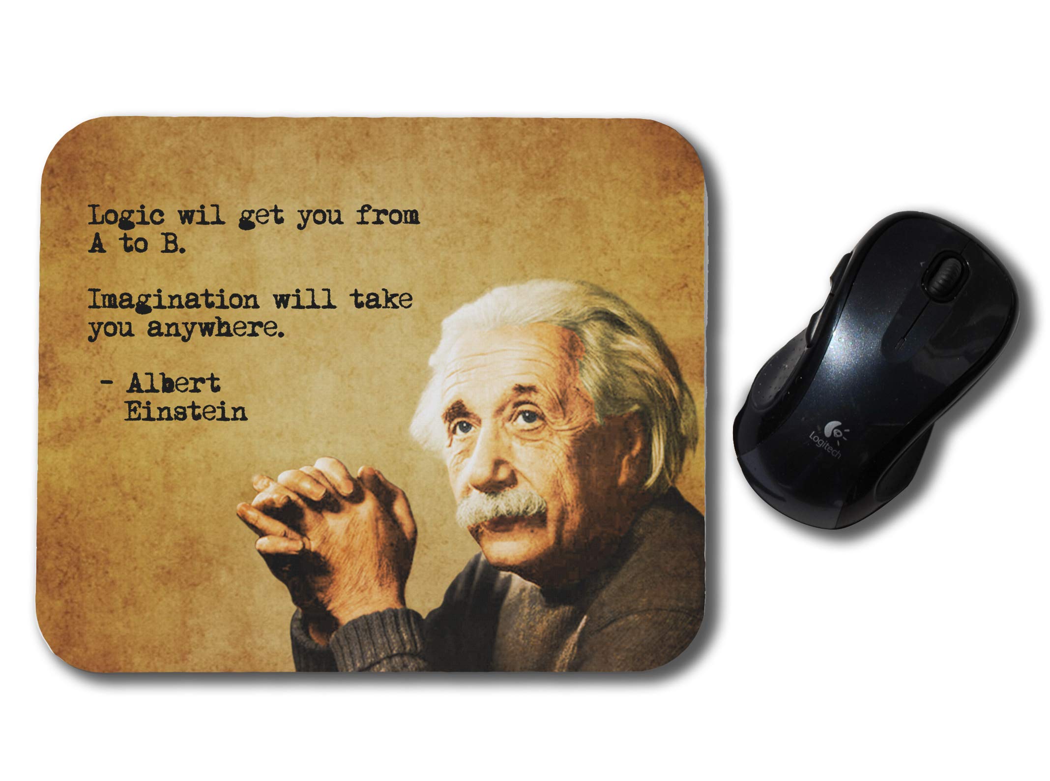 Albert Einstein Inspirational Quote Mouse Pad - Motivational Office & Gaming Desk Accessory for Work & Study
