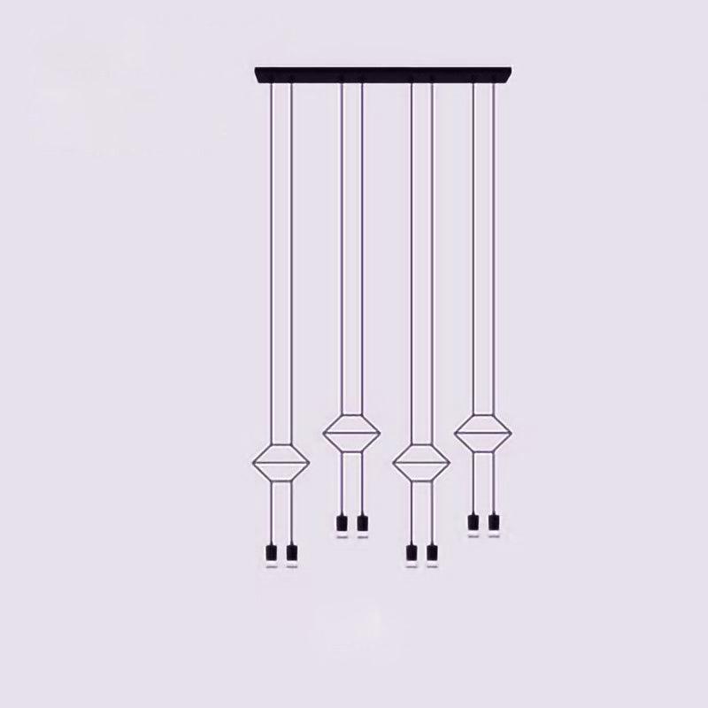 Modern Line Art Pendant Light - Minimalist Geometric Ceiling Lamp for Dining Room, Kitchen Island & Living Room Decor - Adjustable Hanging Light Fixture with Artistic Design
