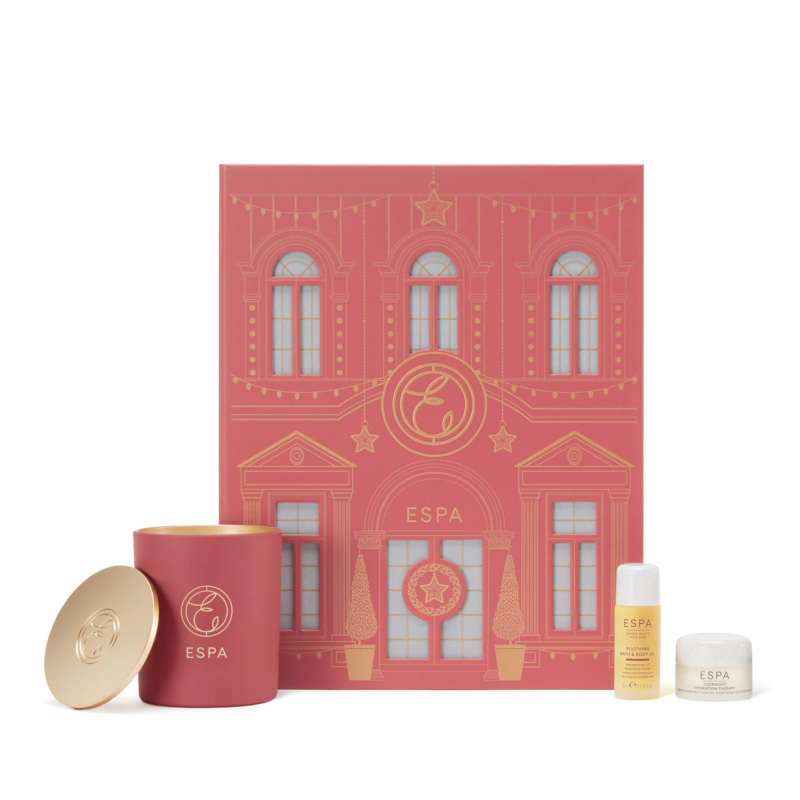 ESPA Soothing Collection Set - Relaxing Candle, Nourishing Bath & Body Oil, Hydrating Face Mask for Spa Day & Self-Care at Home