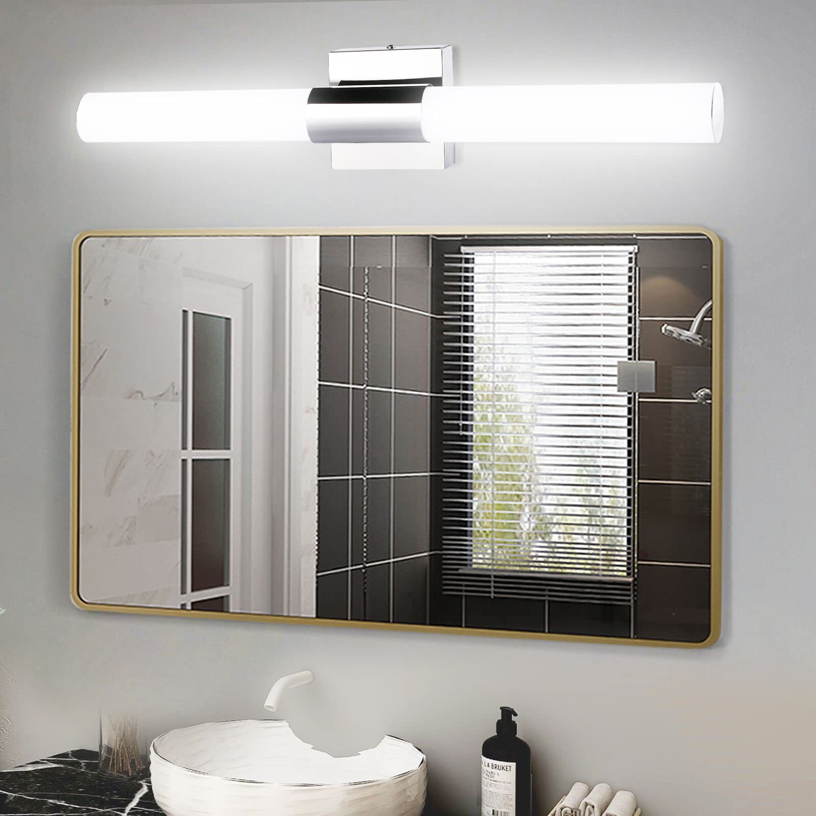 TRLIFE 24-Inch Dimmable LED Bathroom Vanity Light - 12W Cool White 6000K Modern Mirror Front Lighting Fixture - Perfect for Bathroom Makeup & Shaving Area
